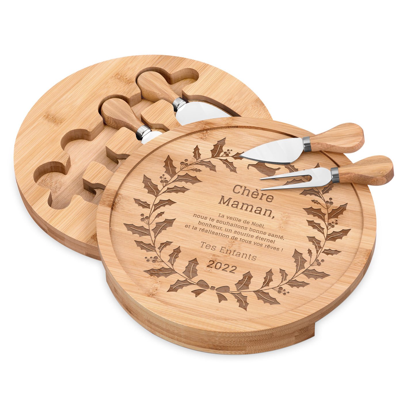 Plateau à fromage en bois personnalisé pour maman - Cadeau de fête