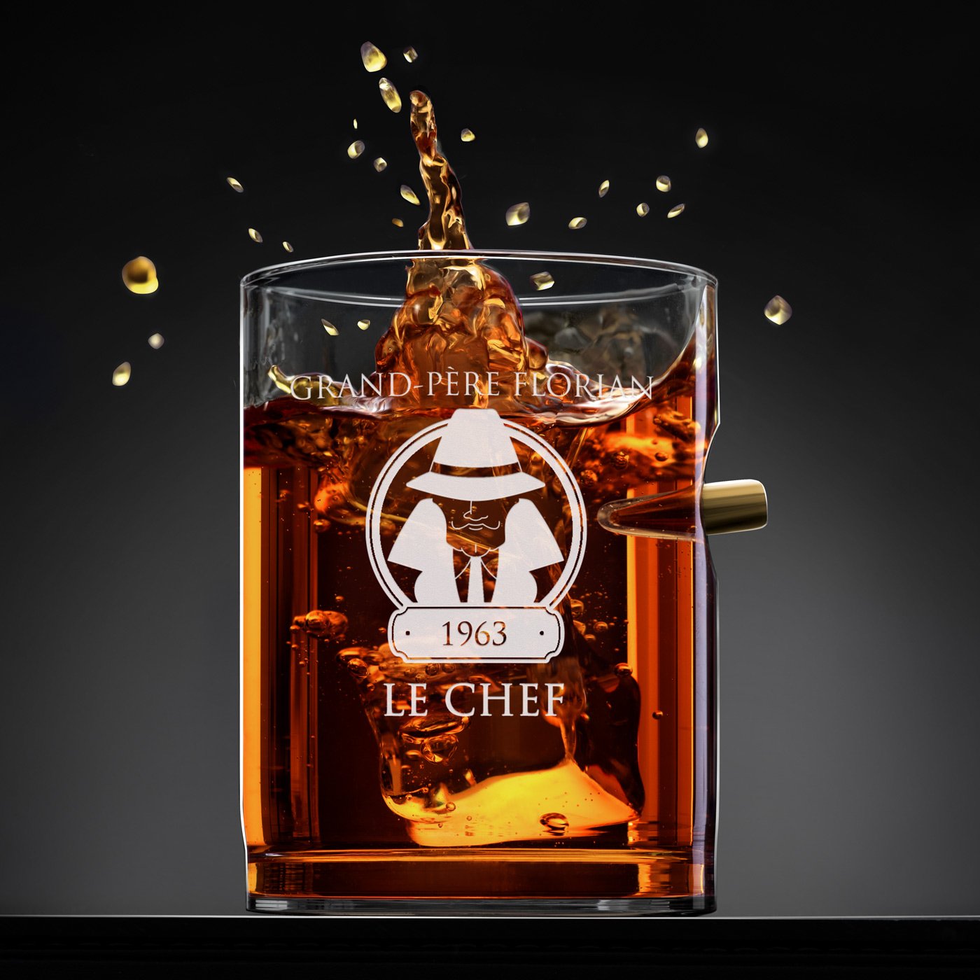 Set de decantador de whisky Murrano con grabado para abuelo