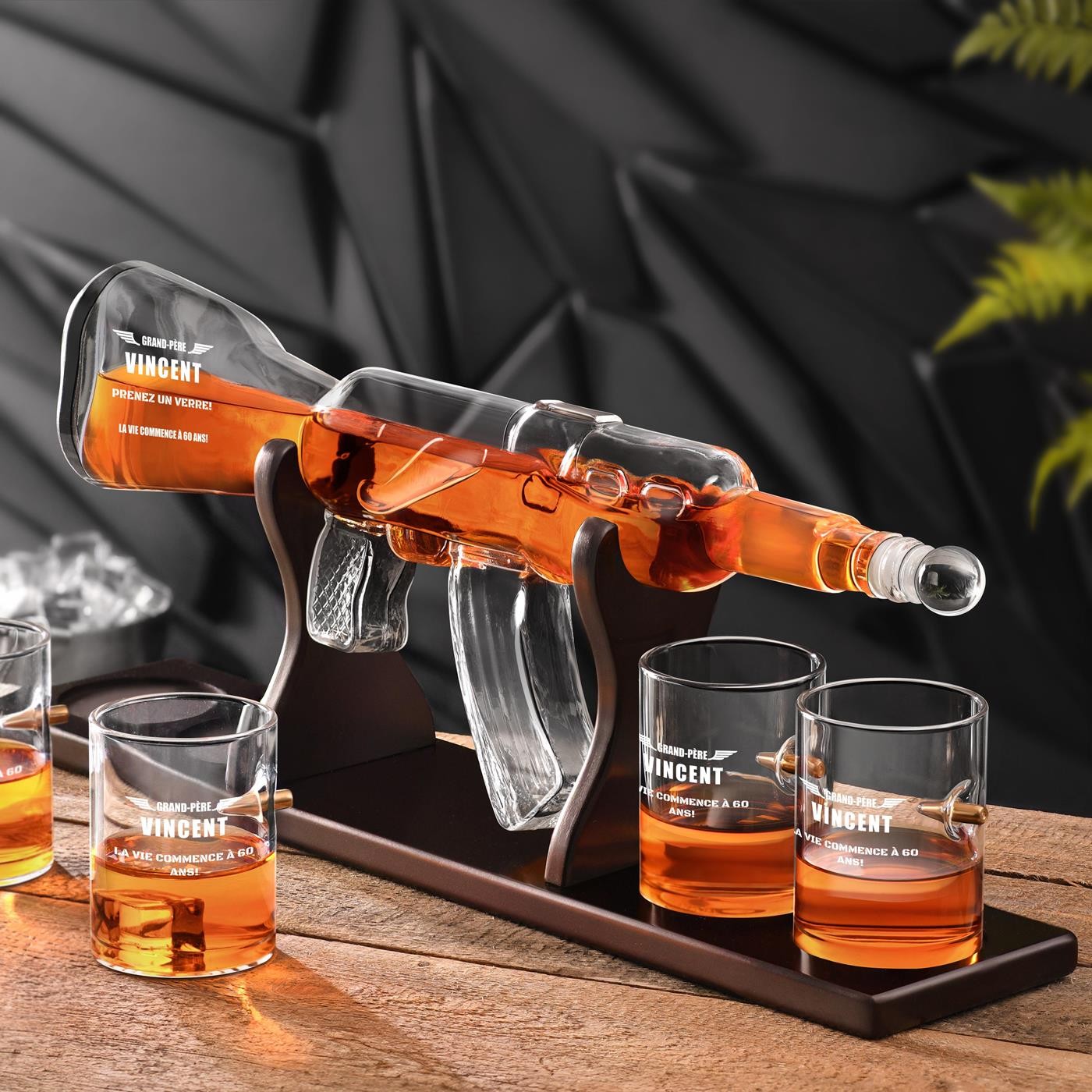 Set de decantador de whisky personalizado Murrano con 4 vasos