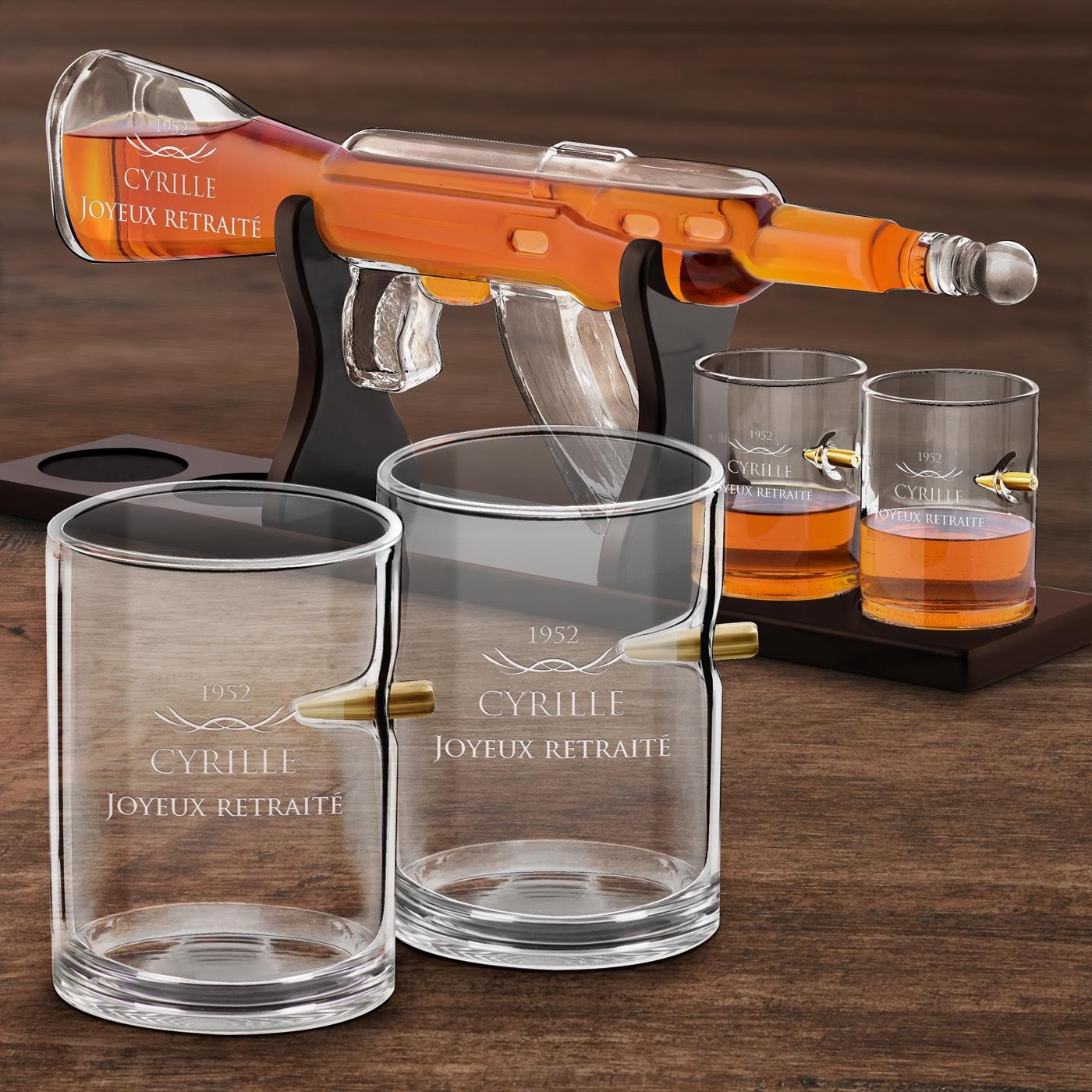 Set de decantador de whisky Murrano con grabado personalizado
