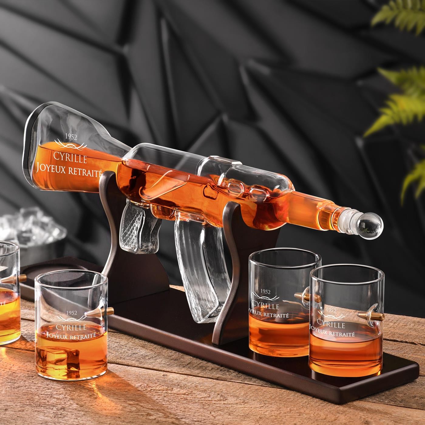 Set de decantador de whisky Murrano con grabado personalizado