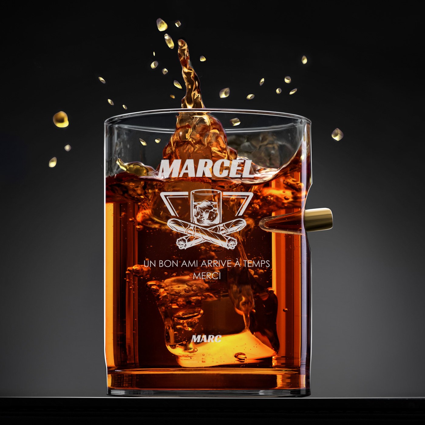 Set de decantador en forma de pistola Murrano con 4 vasos