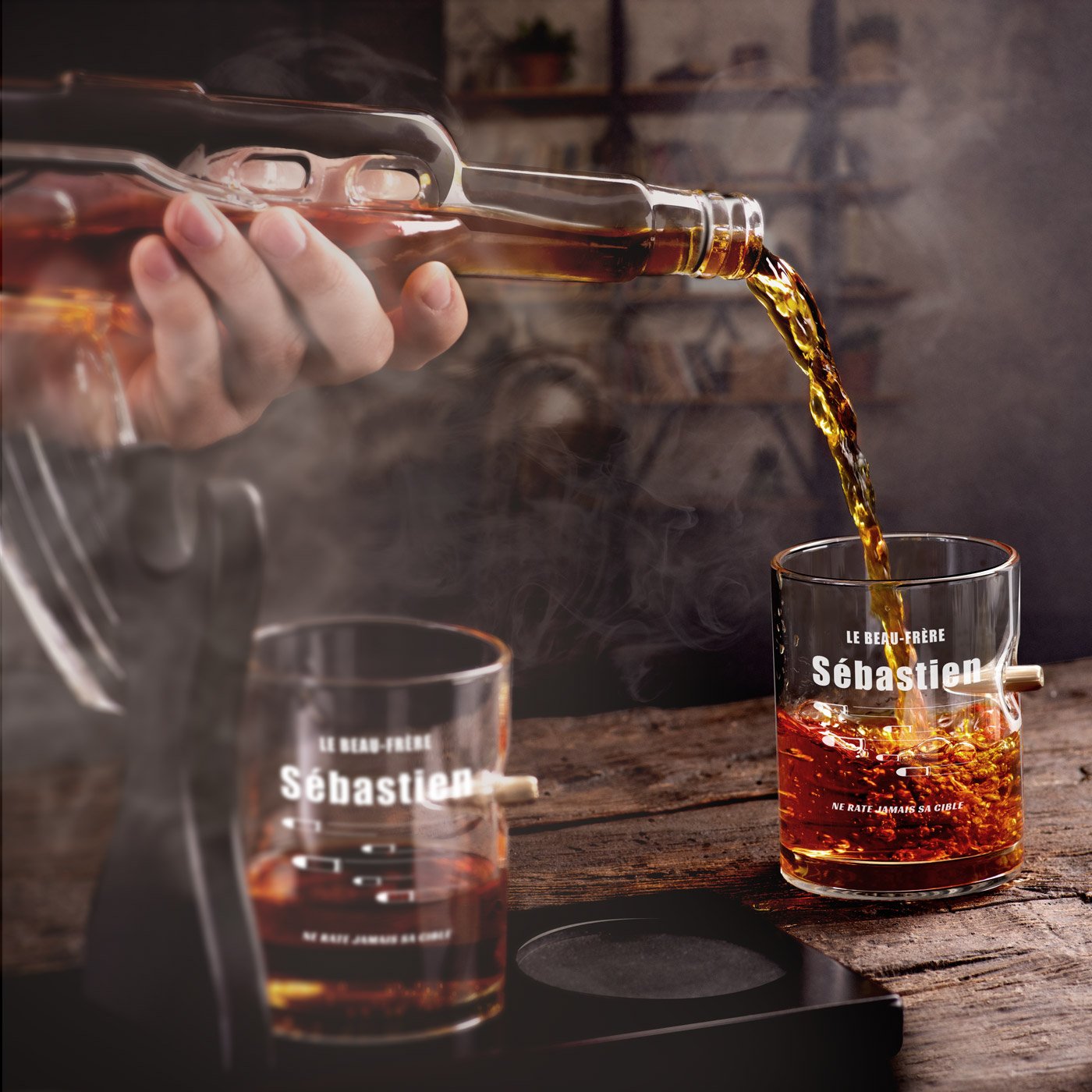 Set de Botella de Whisky Murrano con Grabado Láser y 4 Vasos