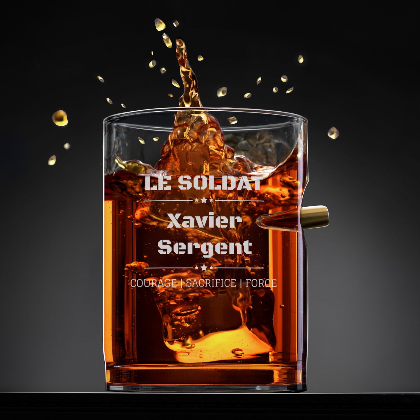 Set de decantador de whisky Murrano con grabado personalizado para el cumpleaños de un soldado