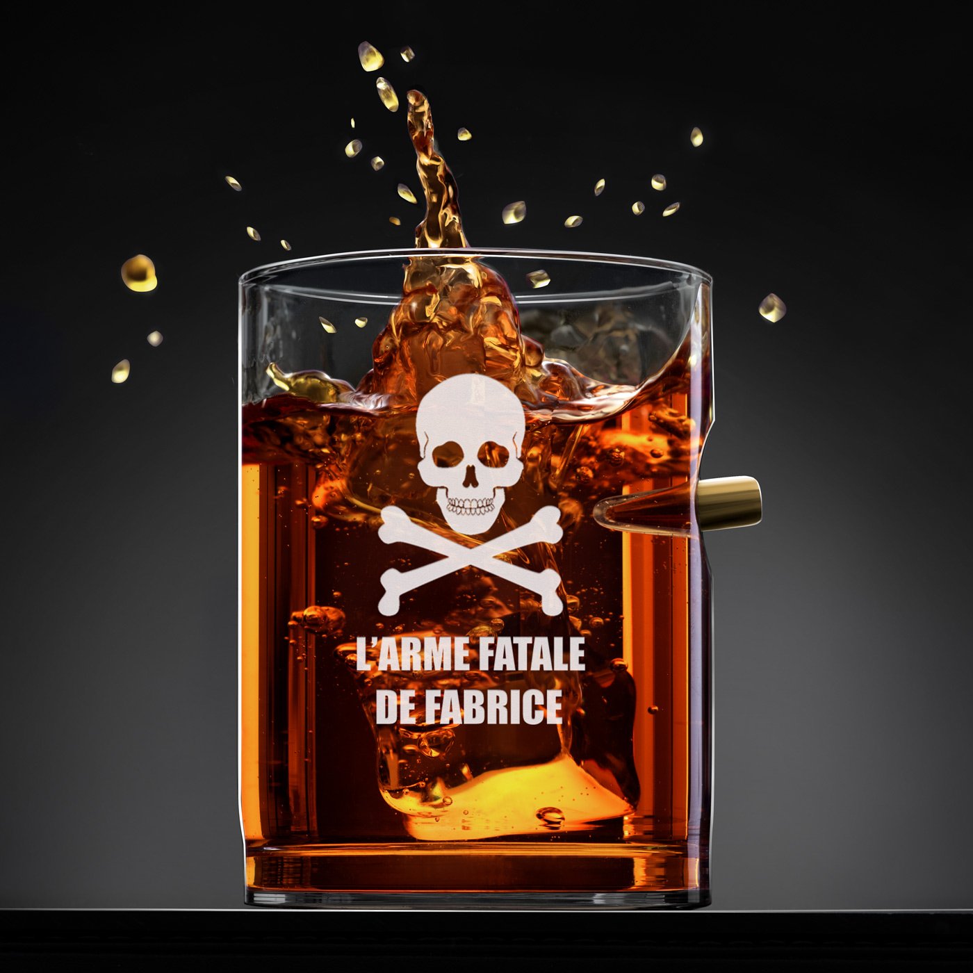 Ensemble décanteur whisky Murrano en forme de fusil avec 4 verres