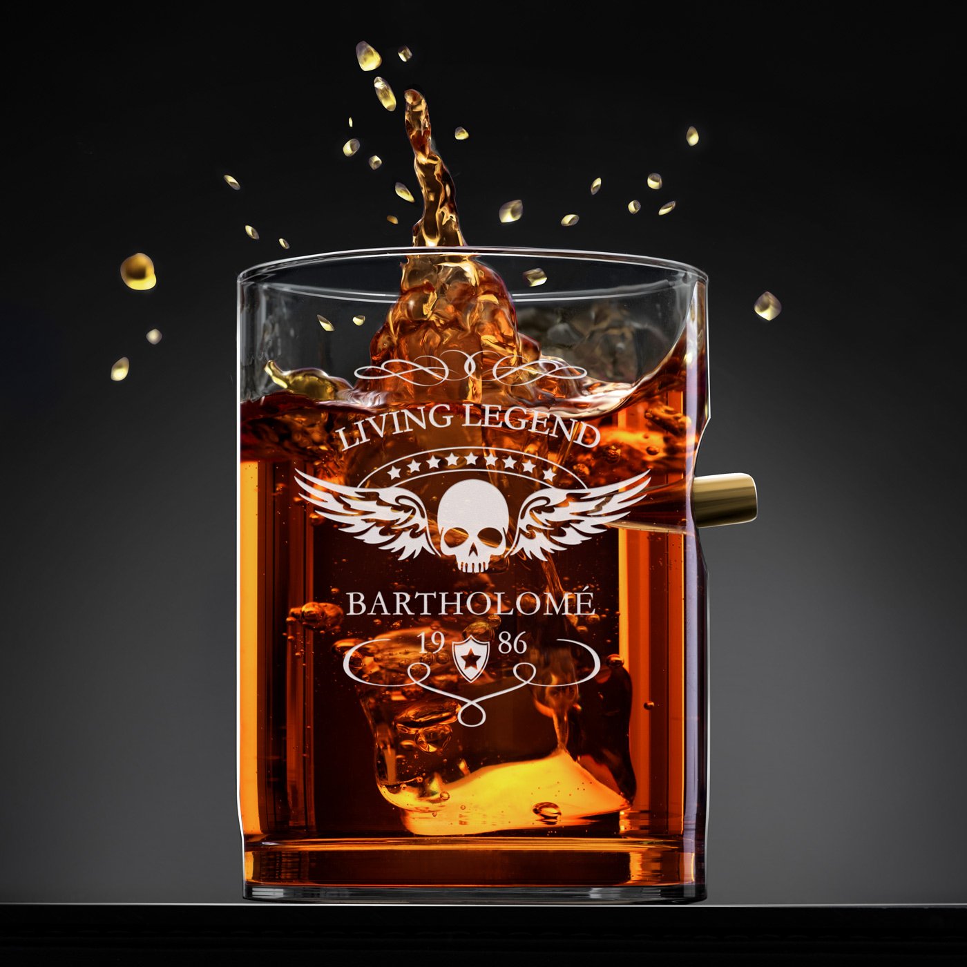 Set de Jarra y 4 Vasos Murrano con Grabado para Aficionado a las Motos