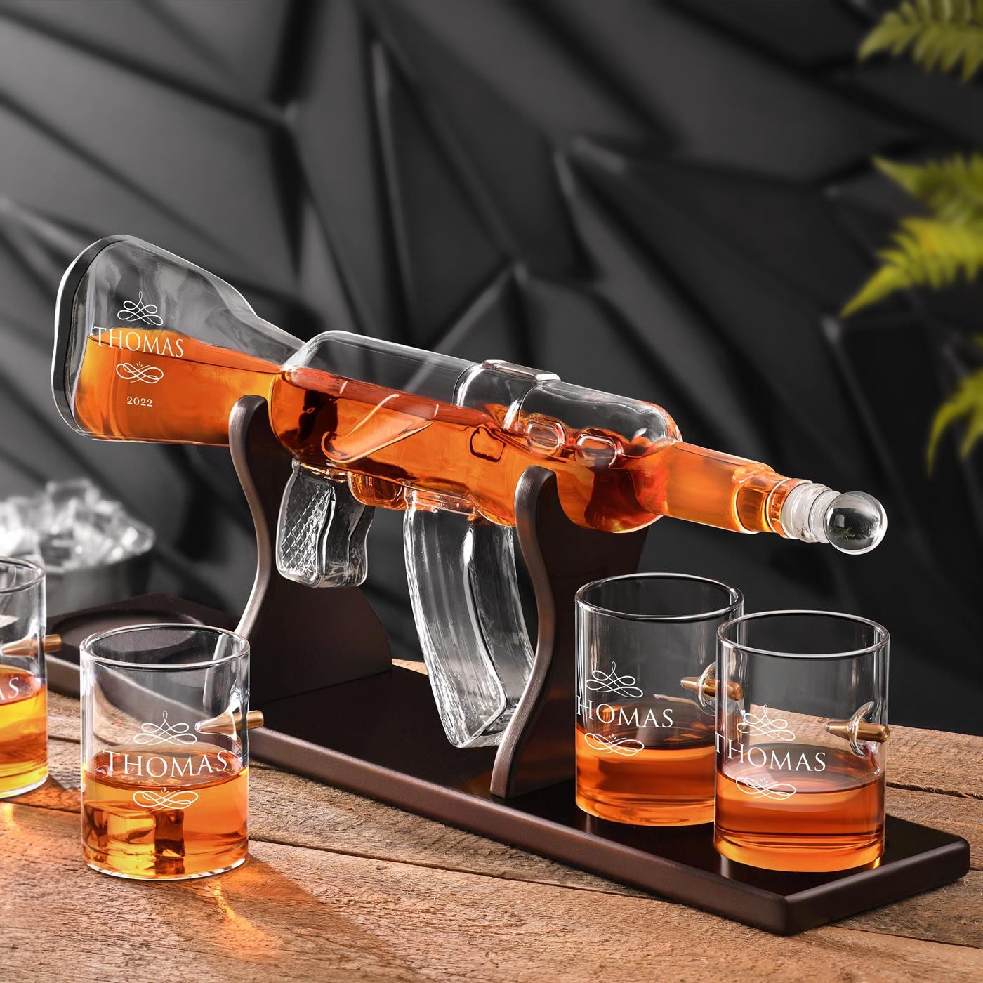 Conjunto de vasos de whisky Murrano - Grabado personalizado para hombre