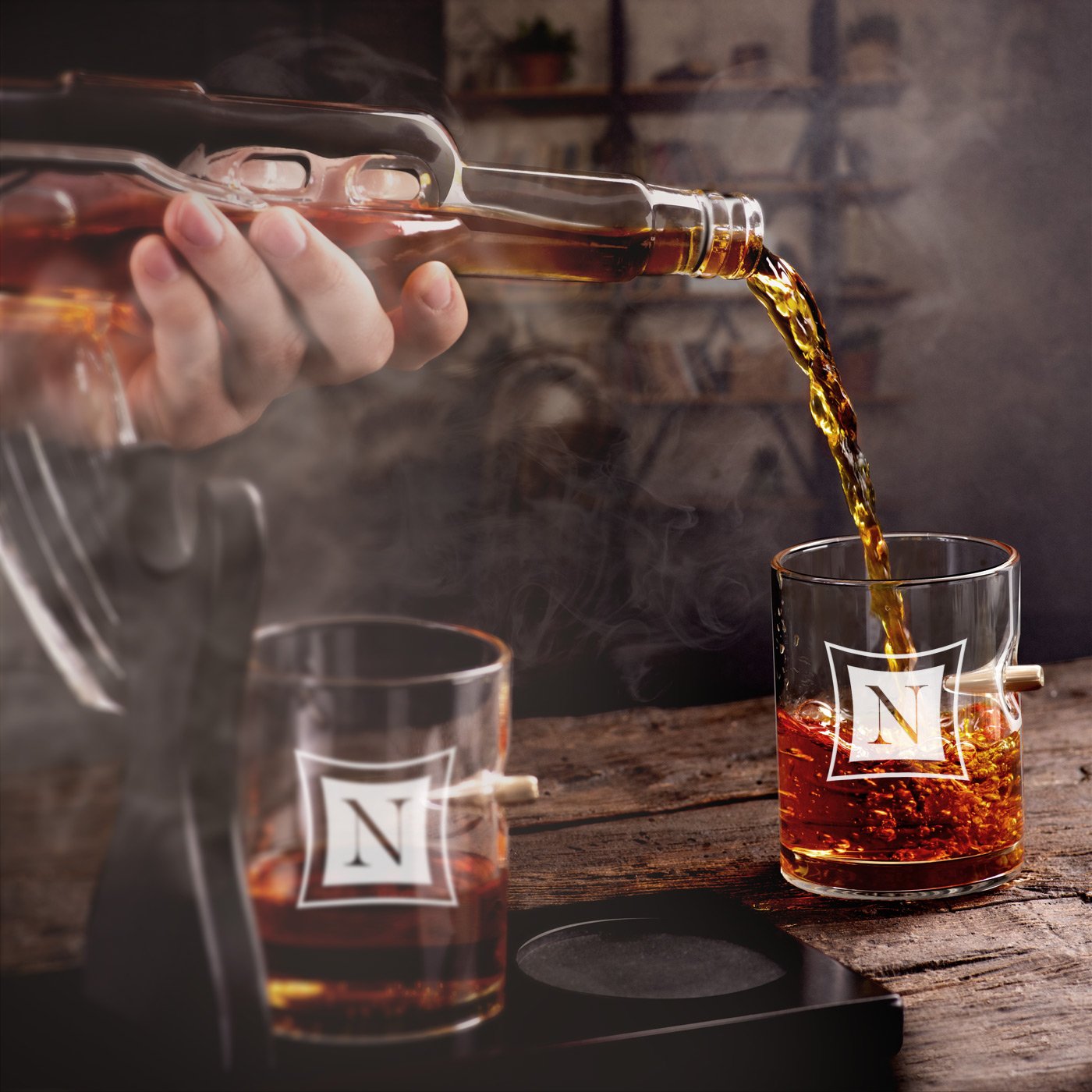 Set de decantador de whisky personalizado Murrano con 4 vasos (para él, para ella, para una pareja)