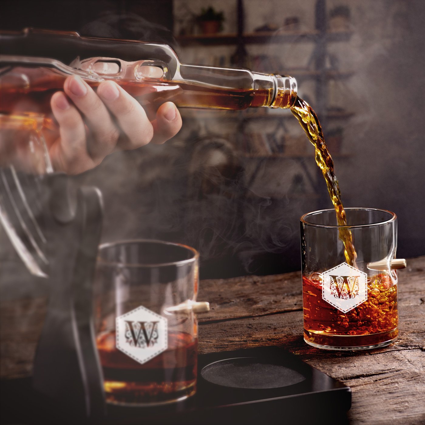 Set de vasos de whisky Murrano con grabado personalizado