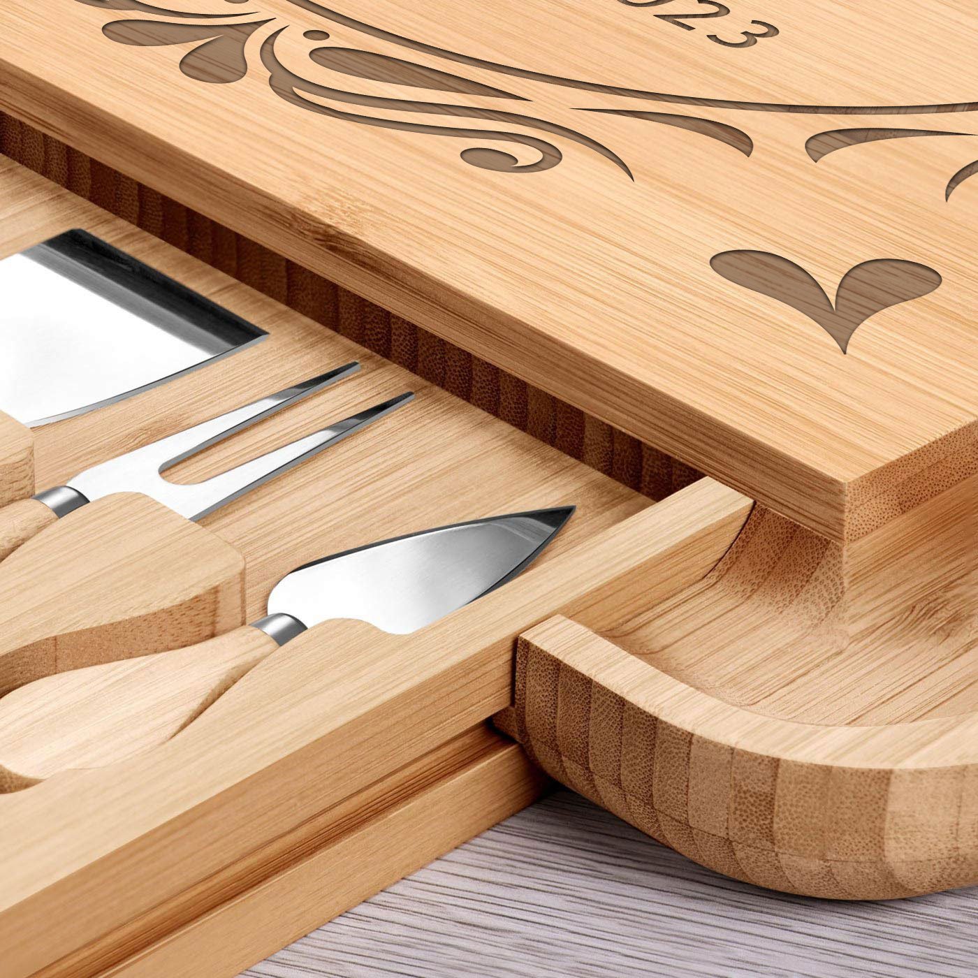 Tabla de quesos personalizada de madera Murrano para parejas