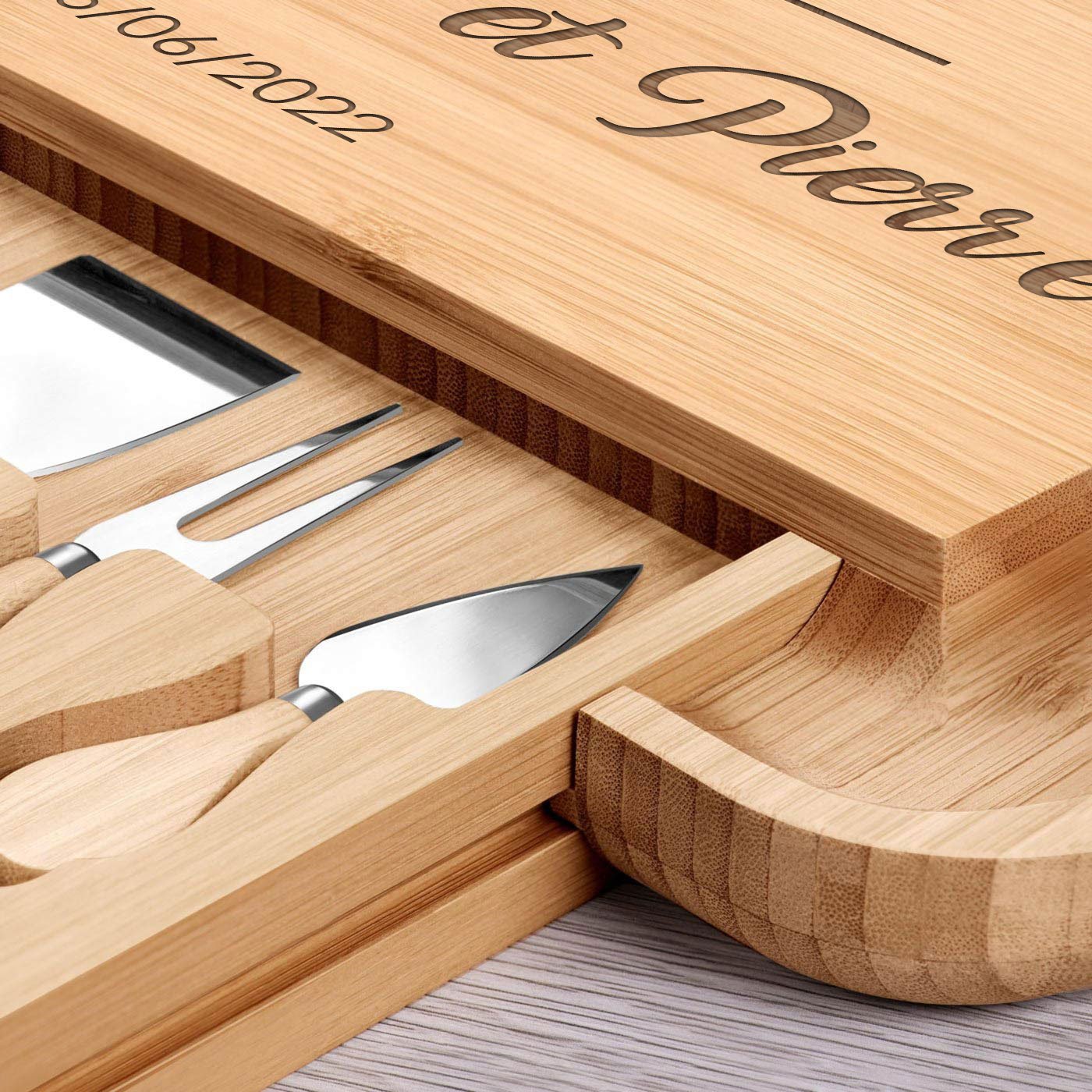 Murrano Personalized Wood Cheese Board for a Couple - 5th Wedding Anniversary