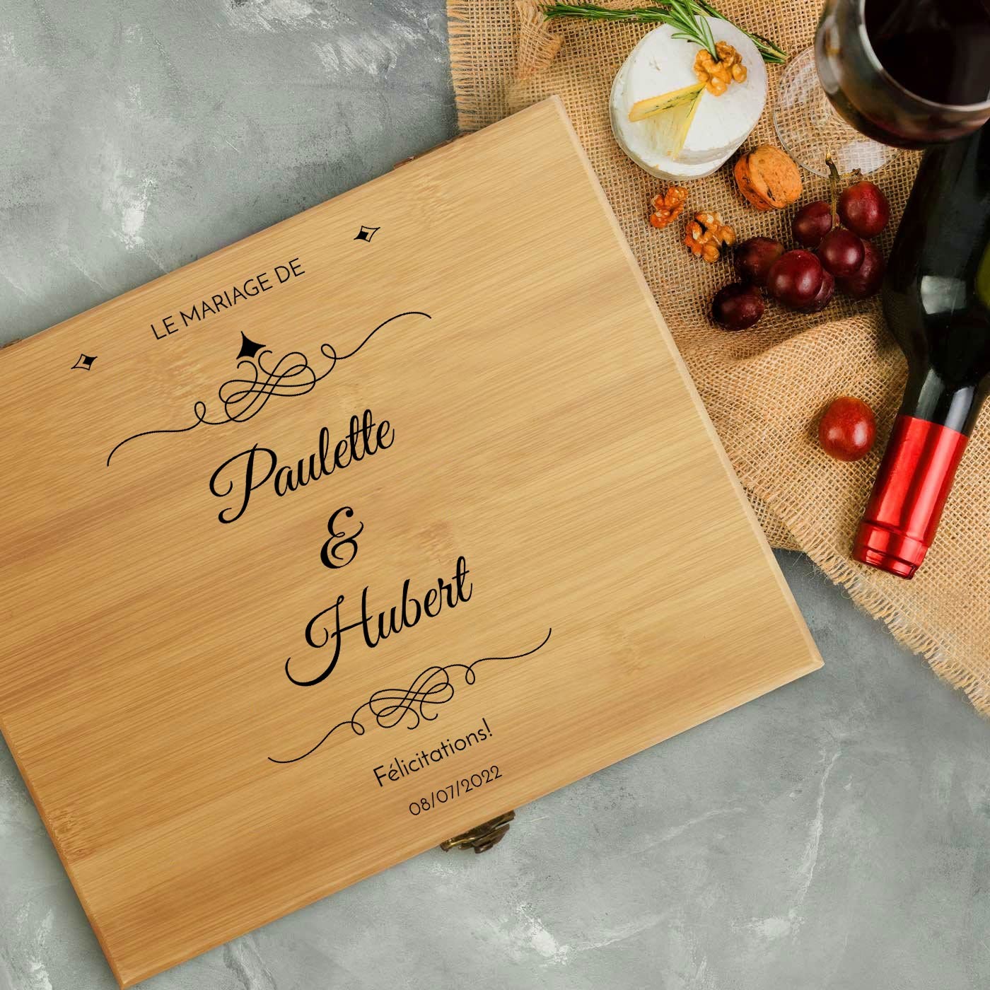 Murrano Bamboo Wood Wine Accessory Set for Couples