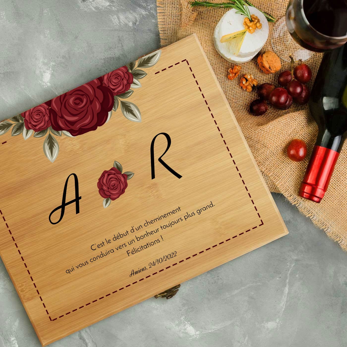Murrano Bamboo Wood Wine Accessory Set for Him and Her
