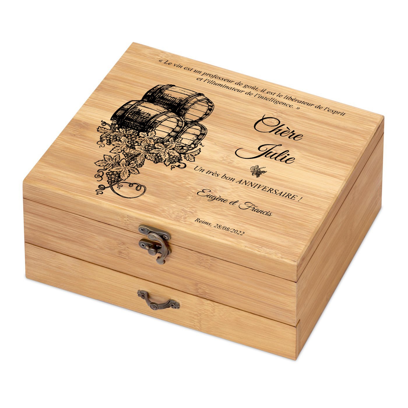 Murrano Bamboo Wood Wine Accessory Set for Girl's Birthday