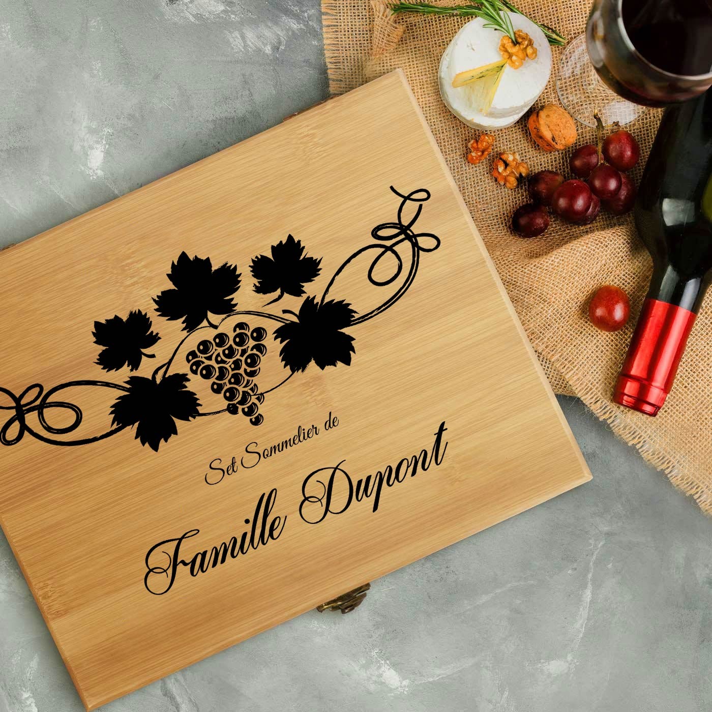 Murrano Bamboo Wood Wine Accessory Set for Family Gatherings