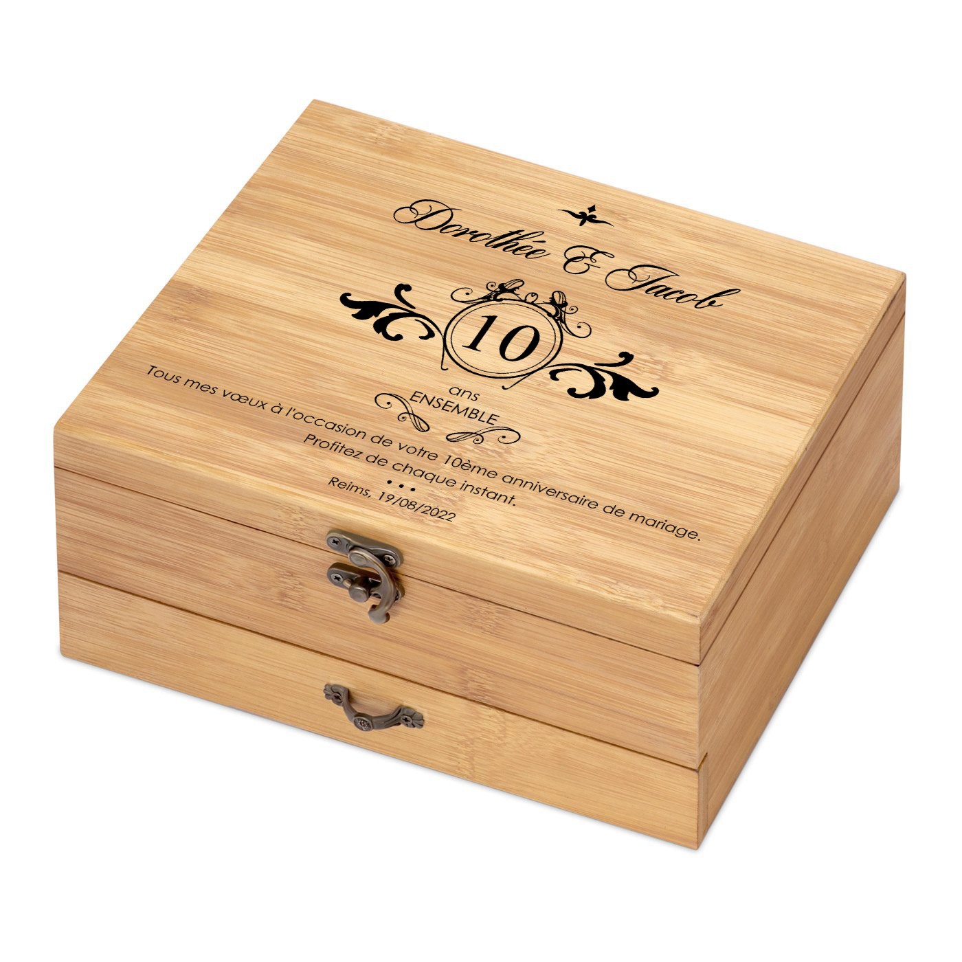 Murrano Bamboo Wood Wine Accessory Set for Couple - 10th Wedding Anniversary