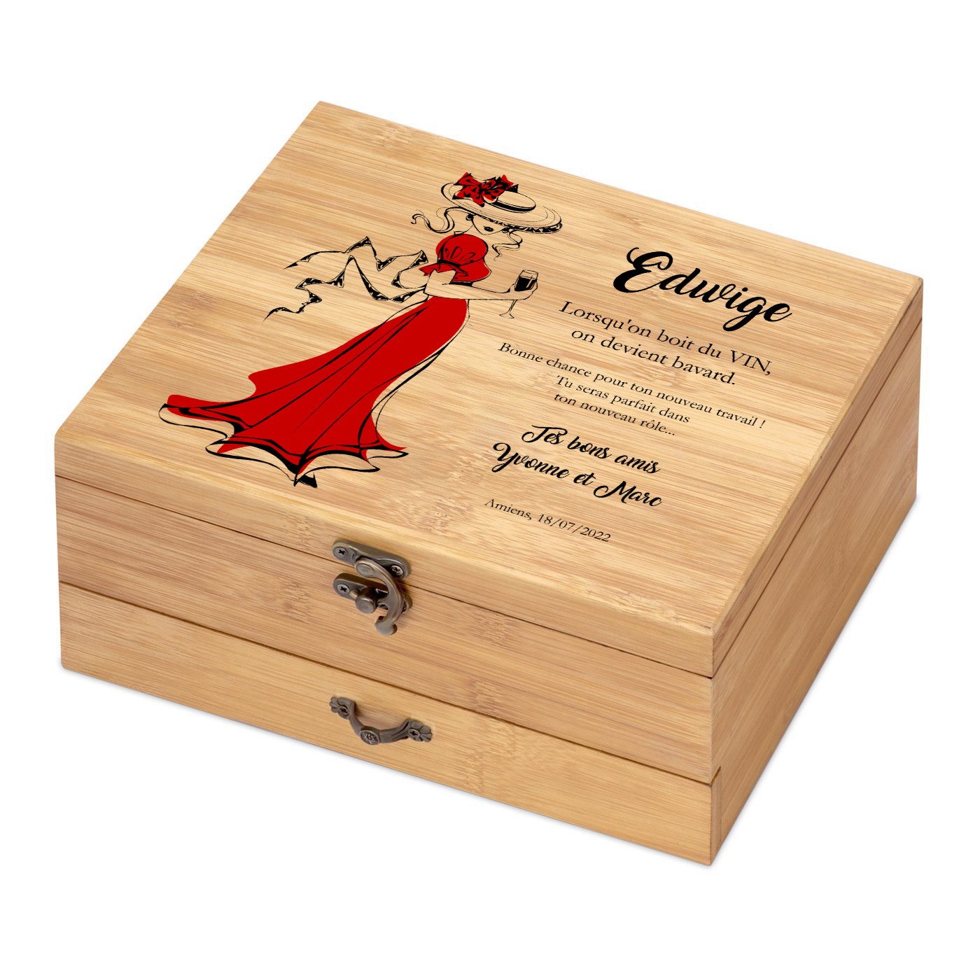 Murrano Wine Accessory Set with Bamboo Wood Box for Colleague Promotion