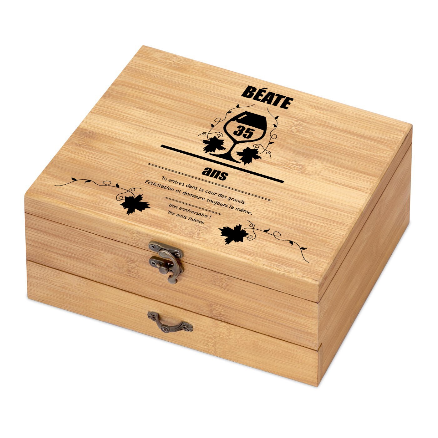 Murrano Bamboo Wood Wine Accessory Set for 35th Birthday Gift