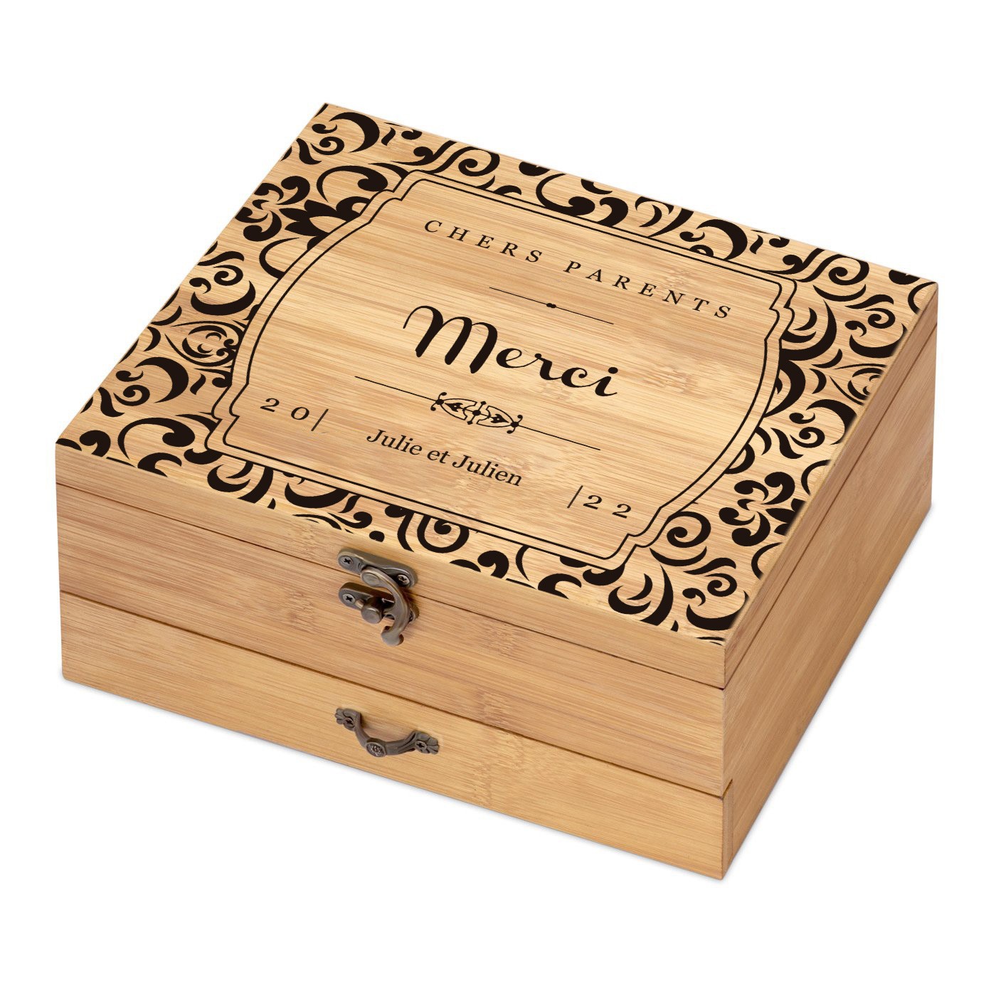 Murrano Bamboo Wood Wine Accessory Set with Personalized Print