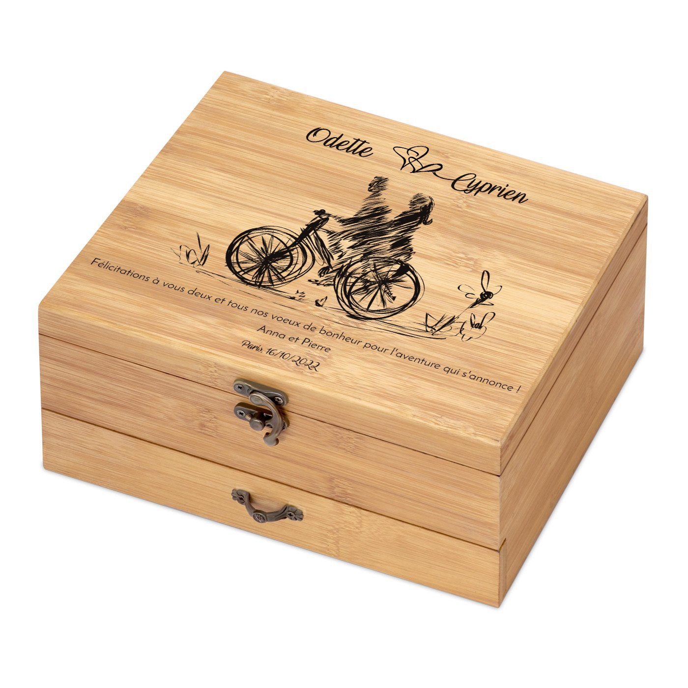 Murrano Wine Accessory Set with Personalized Bamboo Wood Box