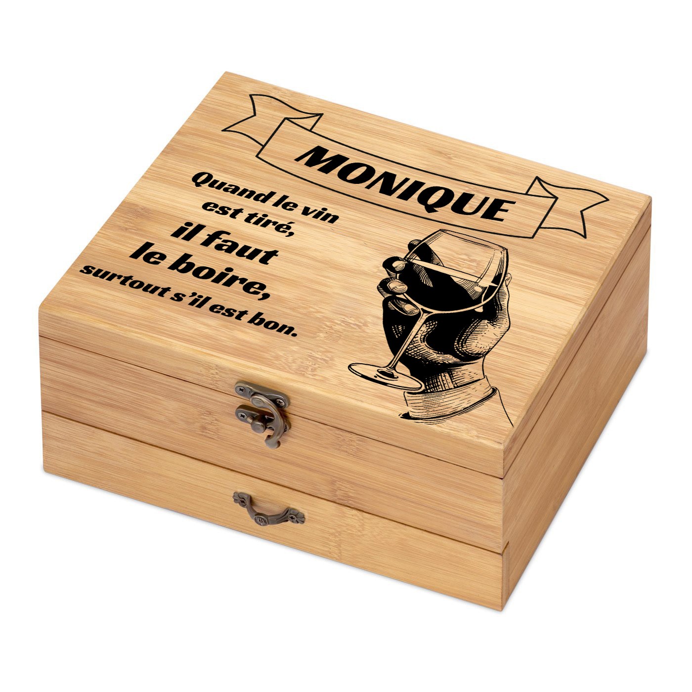 Murrano Personalized Bamboo Wood Wine Accessory Set
