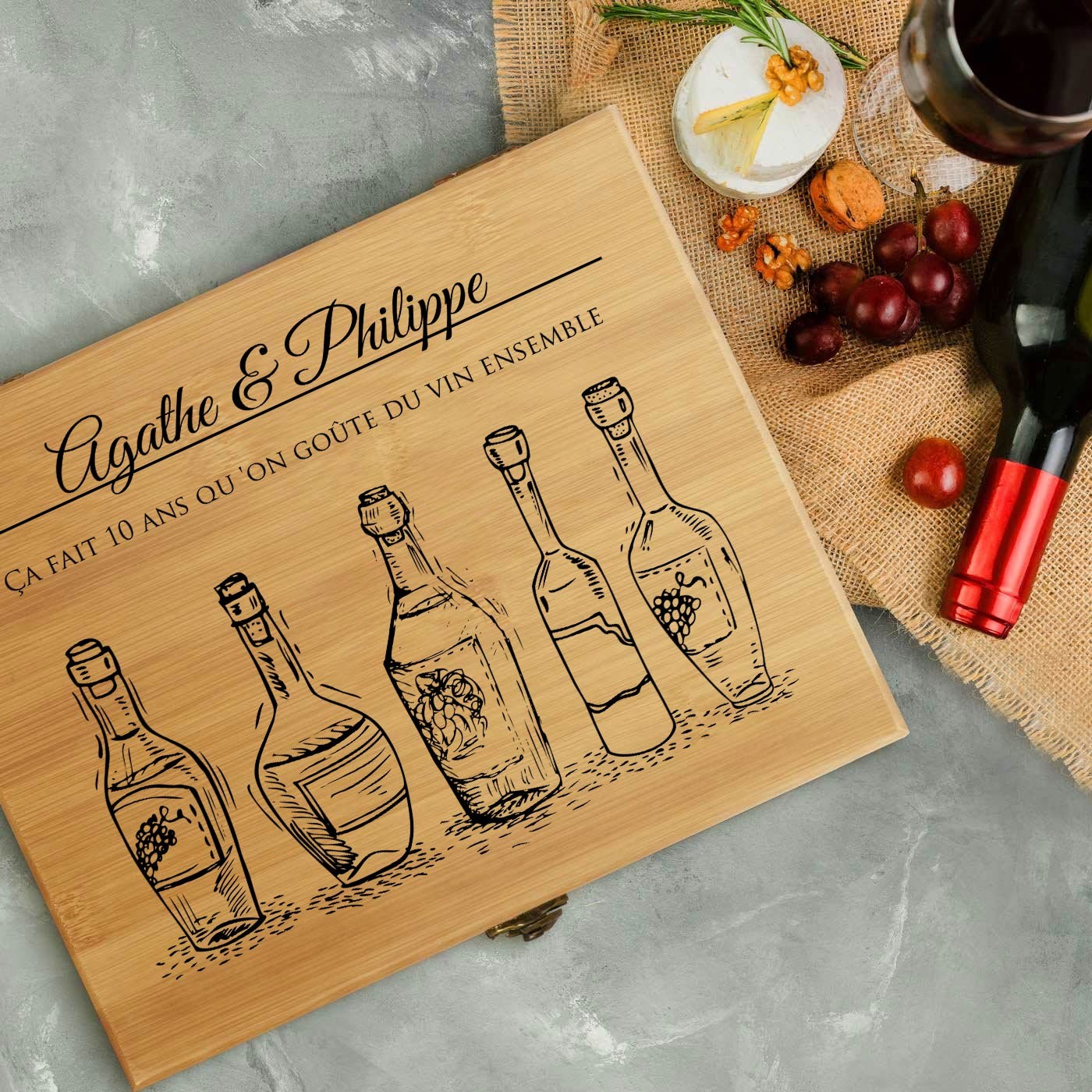 Murrano Bamboo Wood Wine Accessory Set for 10th Wedding Anniversary