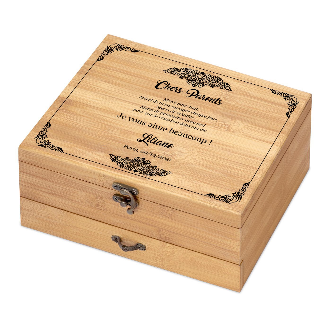 Murrano Wine Accessory Set with Personalized Bamboo Wood Box