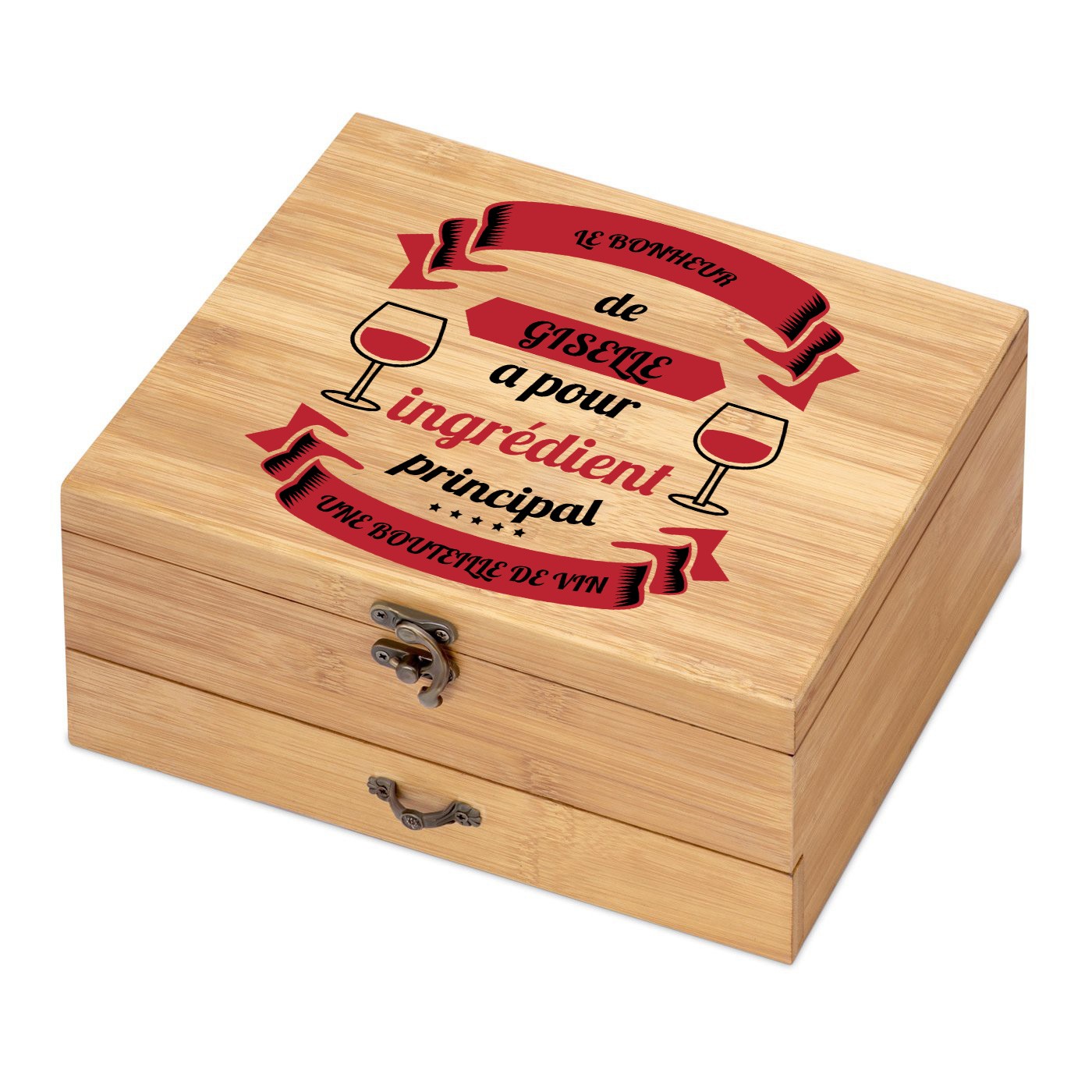 Murrano Wine Accessory Set with Bamboo Wood Box - Anniversary Gift for a Friend