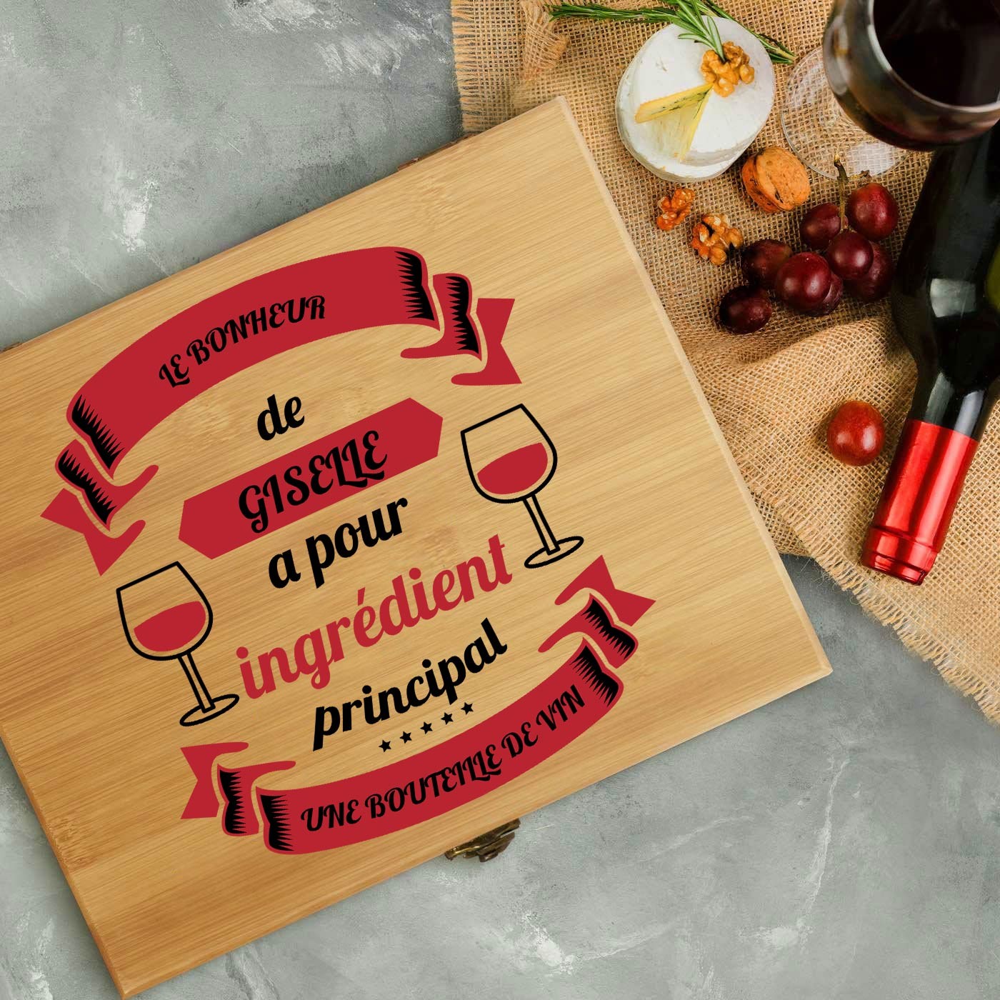 Murrano Wine Accessory Set with Bamboo Wood Box - Anniversary Gift for a Friend