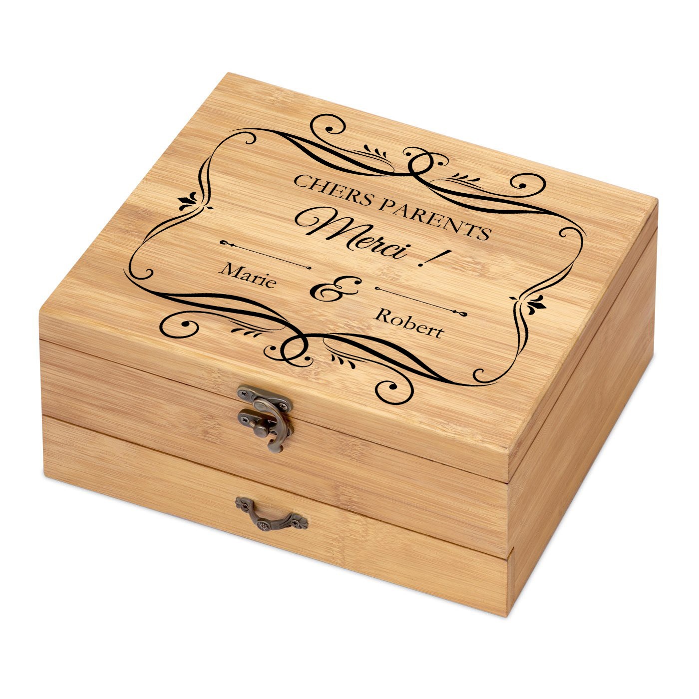 Murrano Bamboo Wood Wine Accessory Set for Parents - Personalized Wedding Thank You Gift