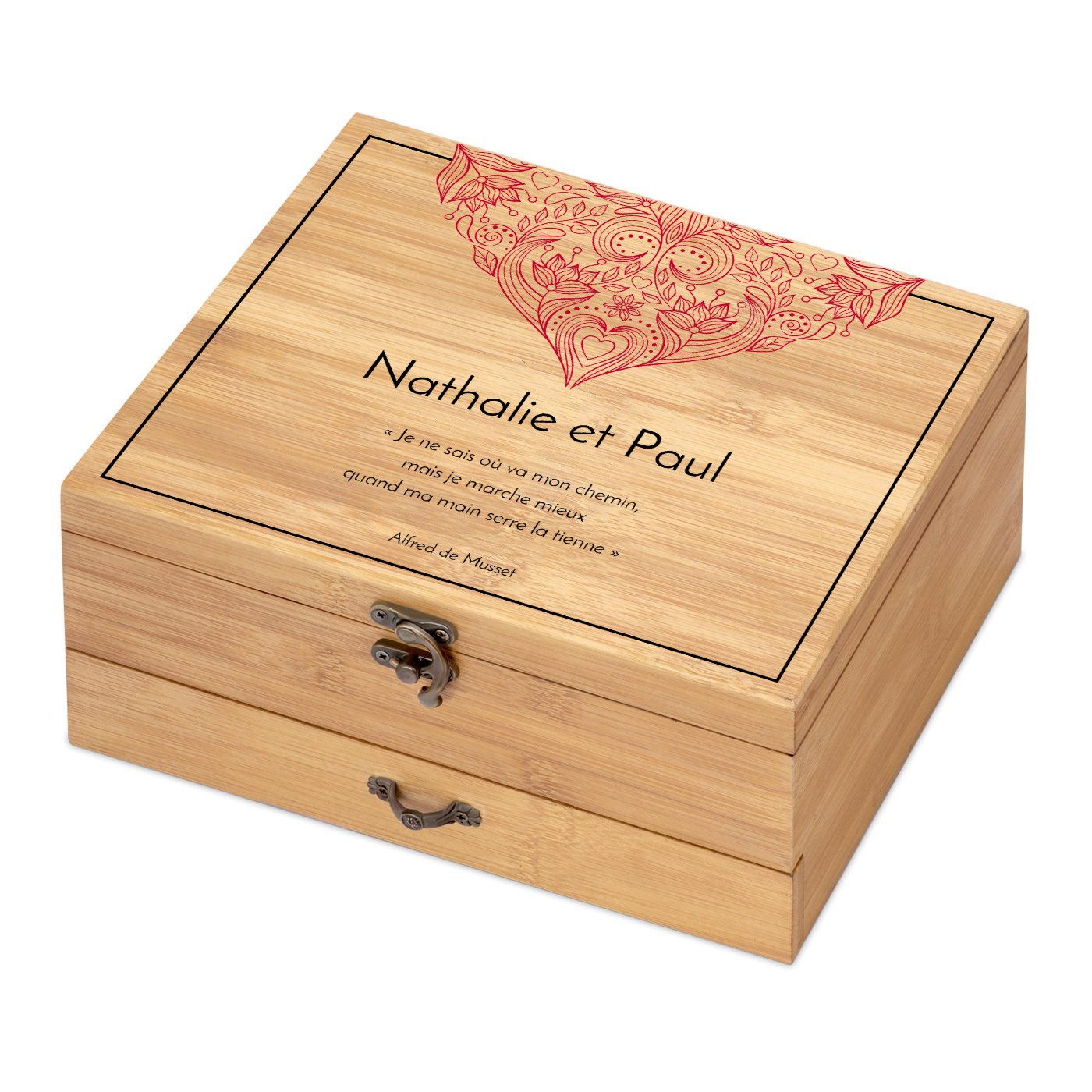 Murrano Wine Accessory Set with Custom Bamboo Wood Box - For Him and Her