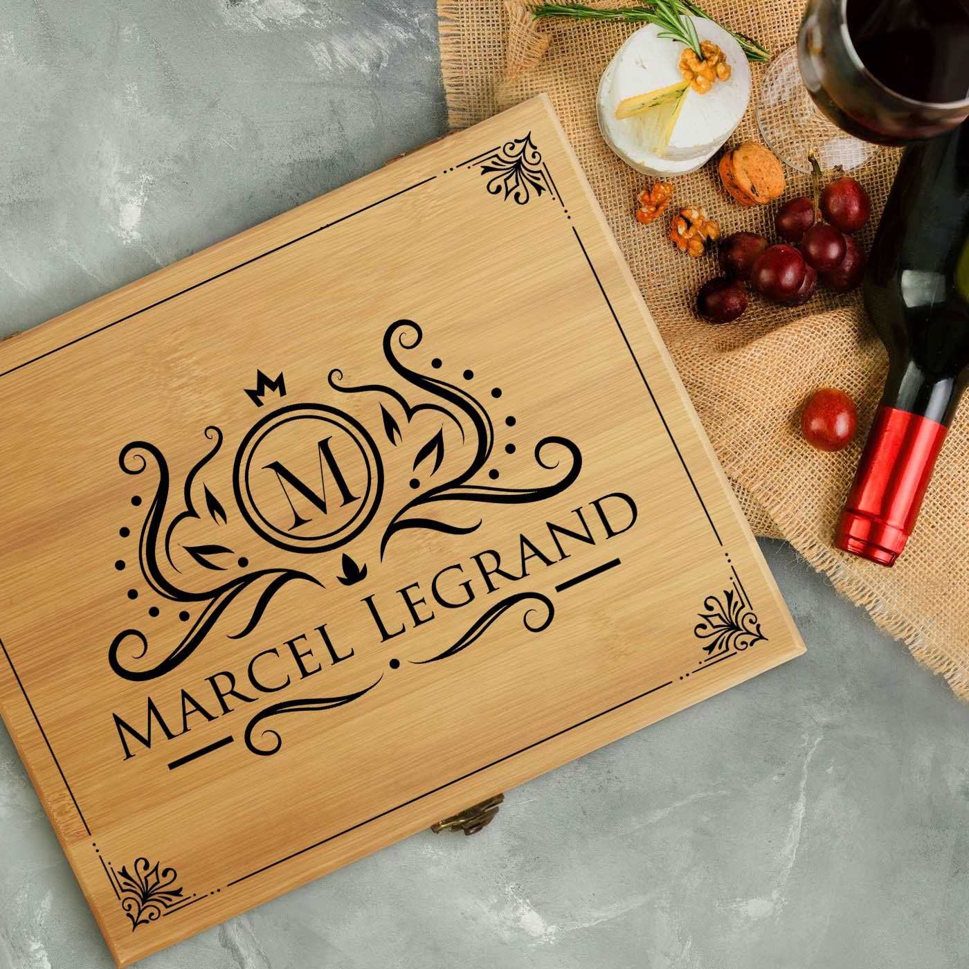 Murrano Bamboo Wood Wine Accessory Set for Father's Day