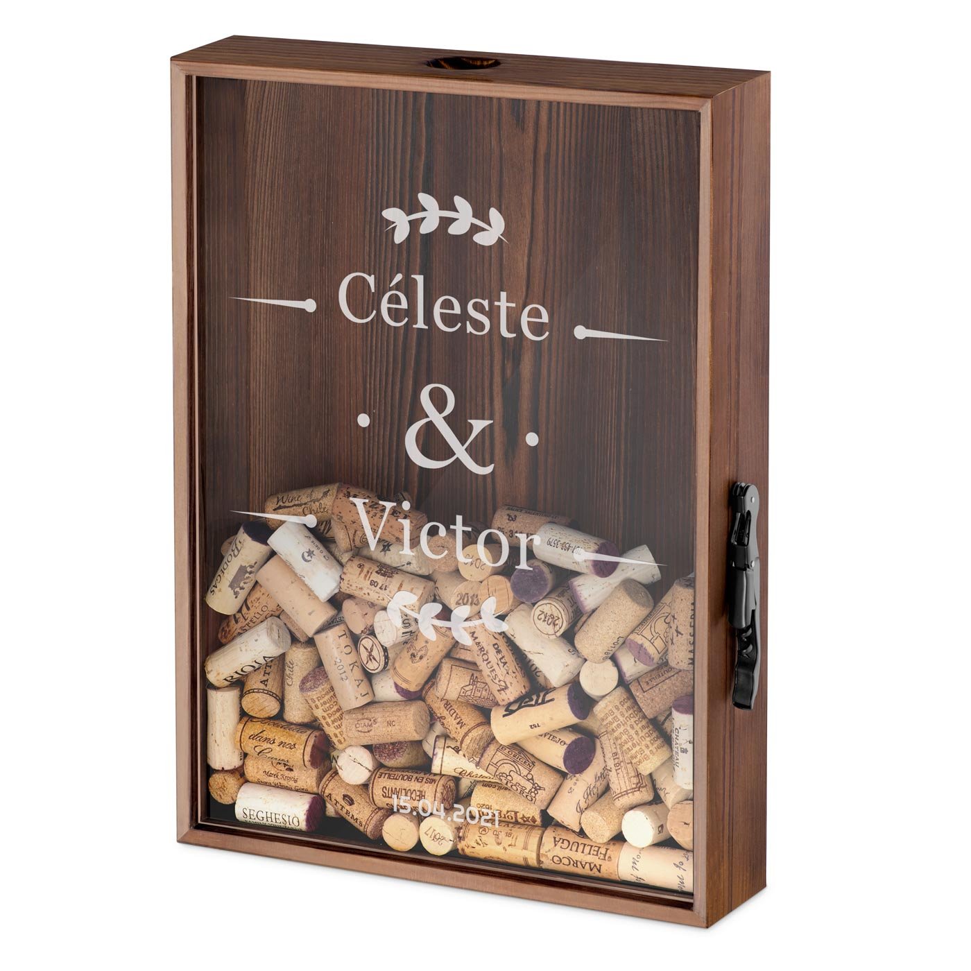 Caja personalizada de tapones de botella Murrano para una pareja
