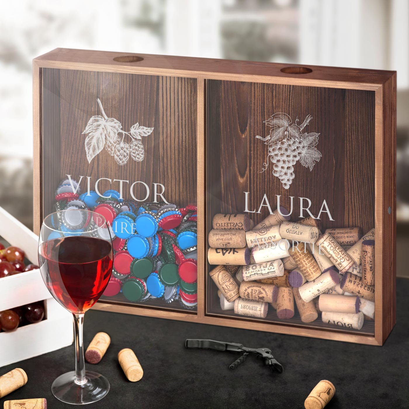 Murrano Custom Wine and Beer Cap Collector for Weddings