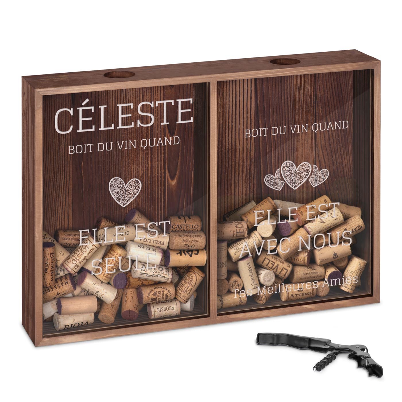 Coleccionador de tapones de vino y cerveza personalizado Murrano para la mejor amiga