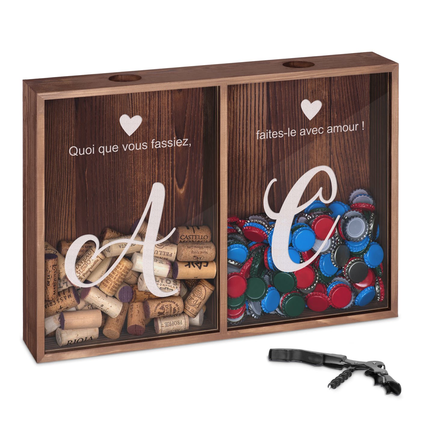 Caja coleccionadora de tapones de vino y cerveza personalizada Murrano