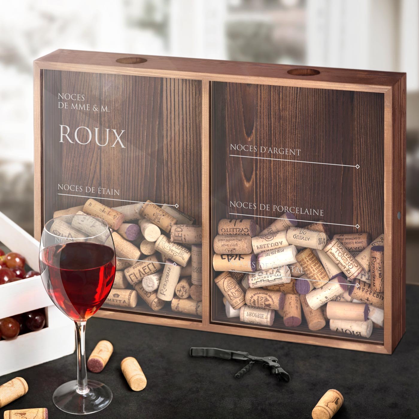 Coleccionador personalizado de tapones de vino y cerveza Murrano