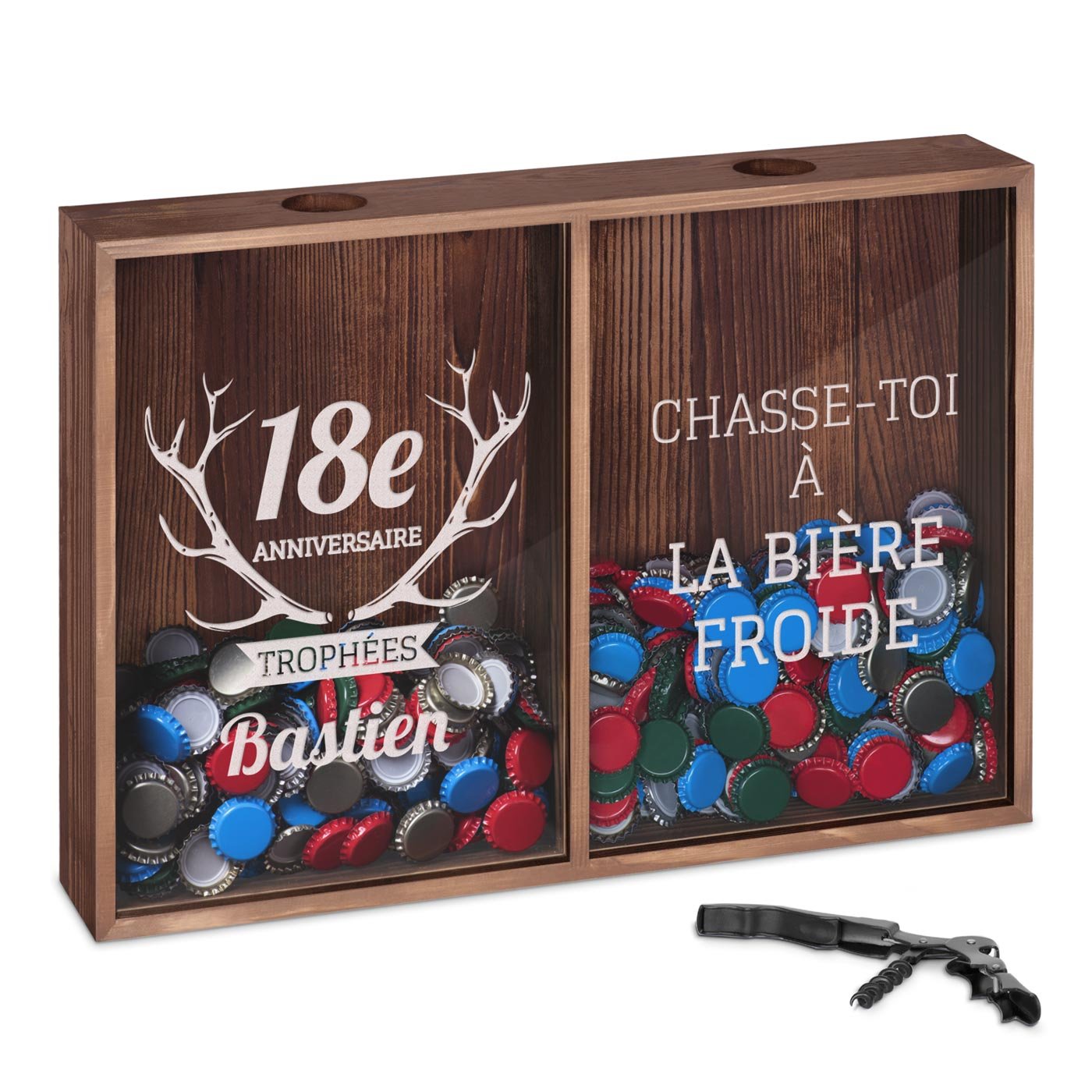 Coleccionador de tapones de vino y cerveza personalizado Murrano para su 18º cumpleaños