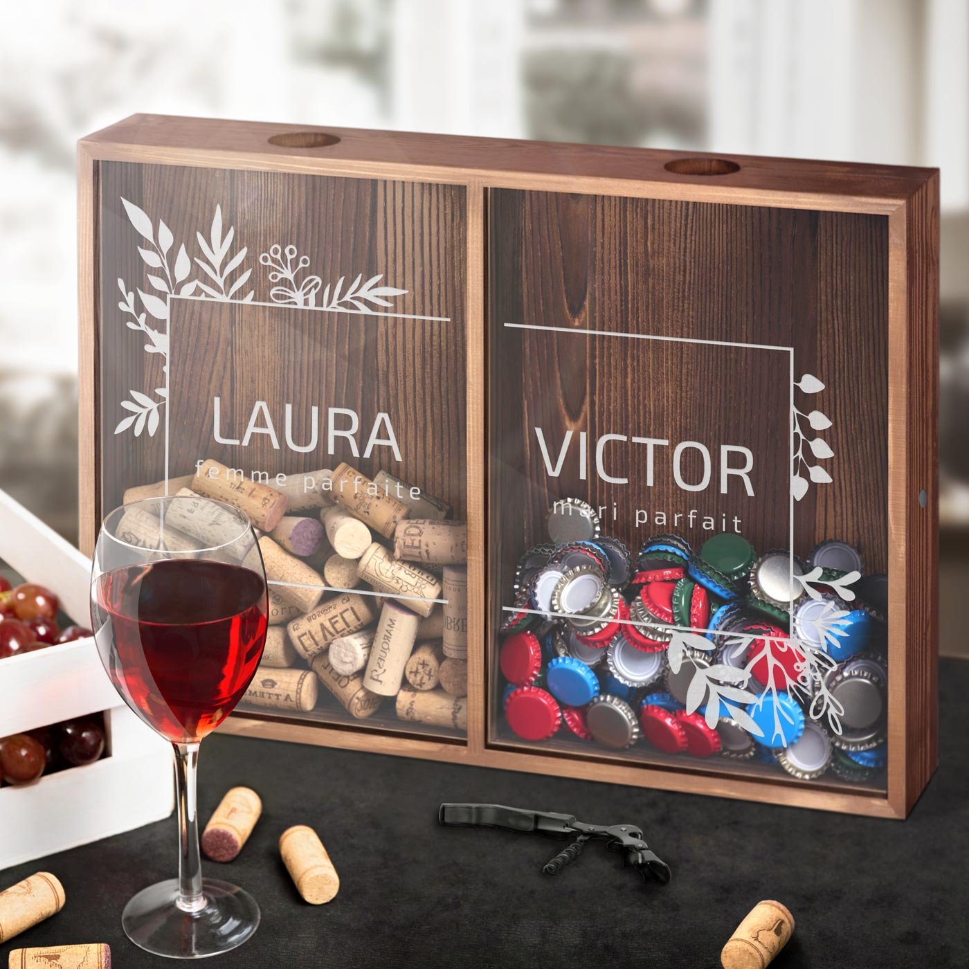 Murrano Personalized Wine & Beer Cap Collector Box
