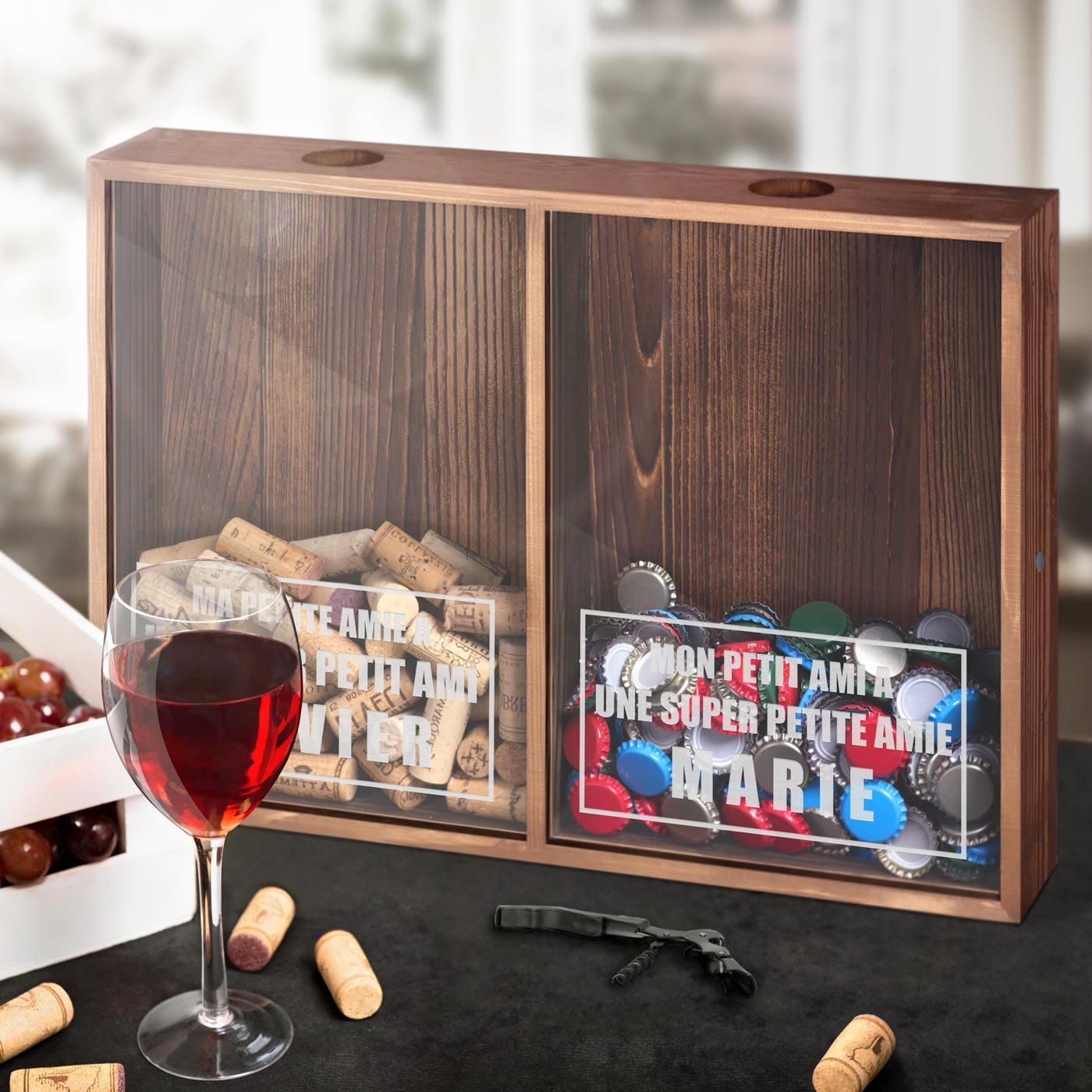 Colector de tapones personalizado Murrano para mejores amigos (5to aniversario de matrimonio)