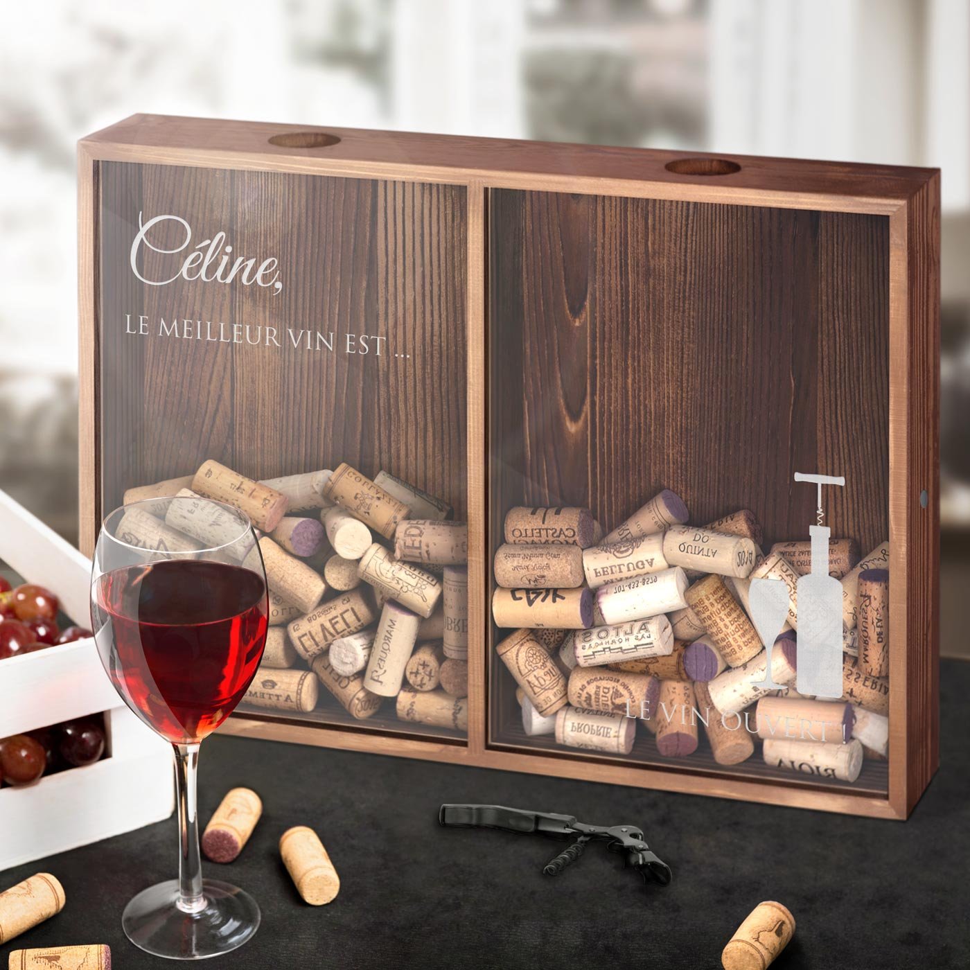 Caja Recolectora de Tapones de Vino y Cerveza Personalizada Murrano