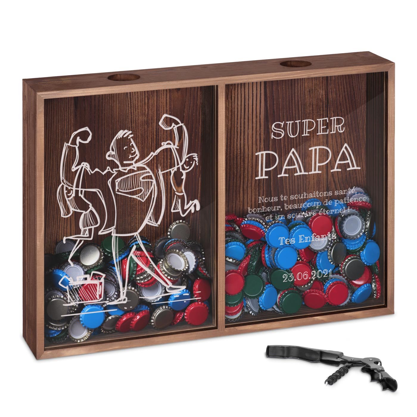 Recolector de tapones de vino y cerveza personalizado para papá