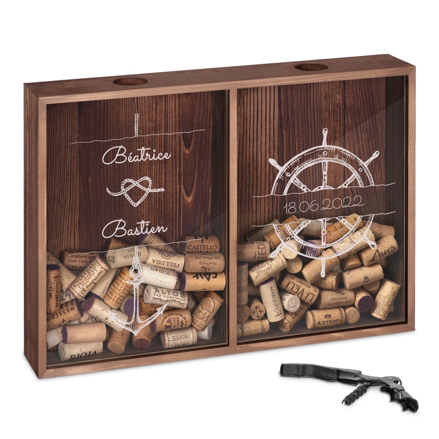 Recolector de tapones personalizado de vino y cerveza Murrano para amantes de los viajes
