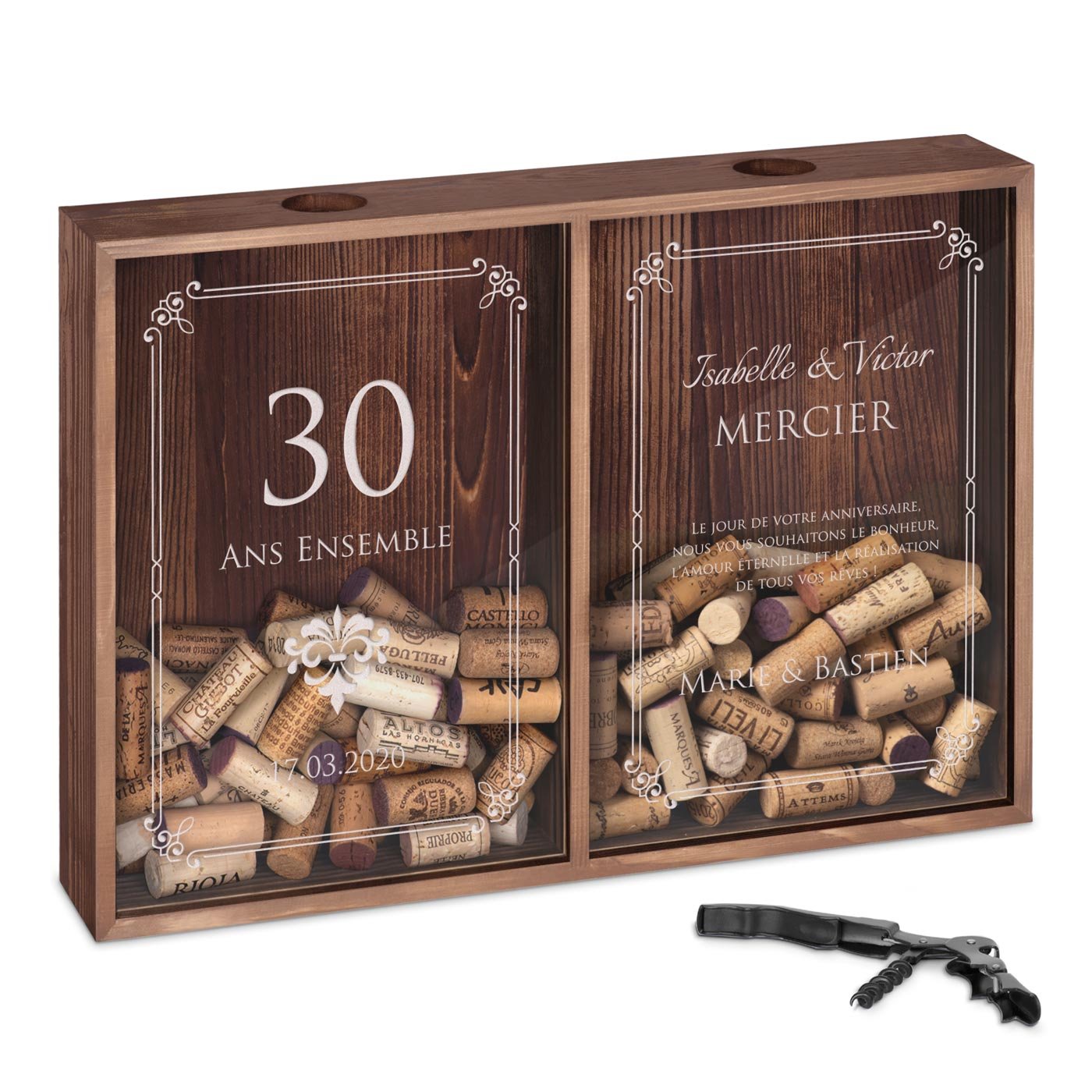 Murrano Personalized Wine and Beer Cap Collector for 30th Wedding Anniversary