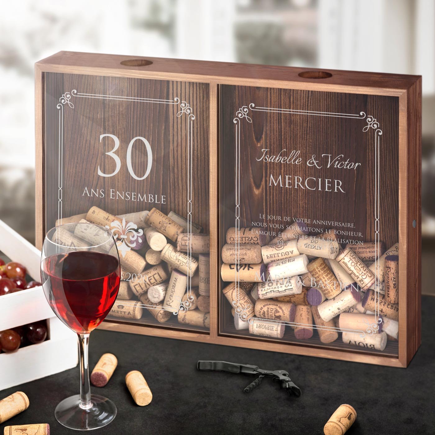 Murrano Personalized Wine and Beer Cap Collector for 30th Wedding Anniversary