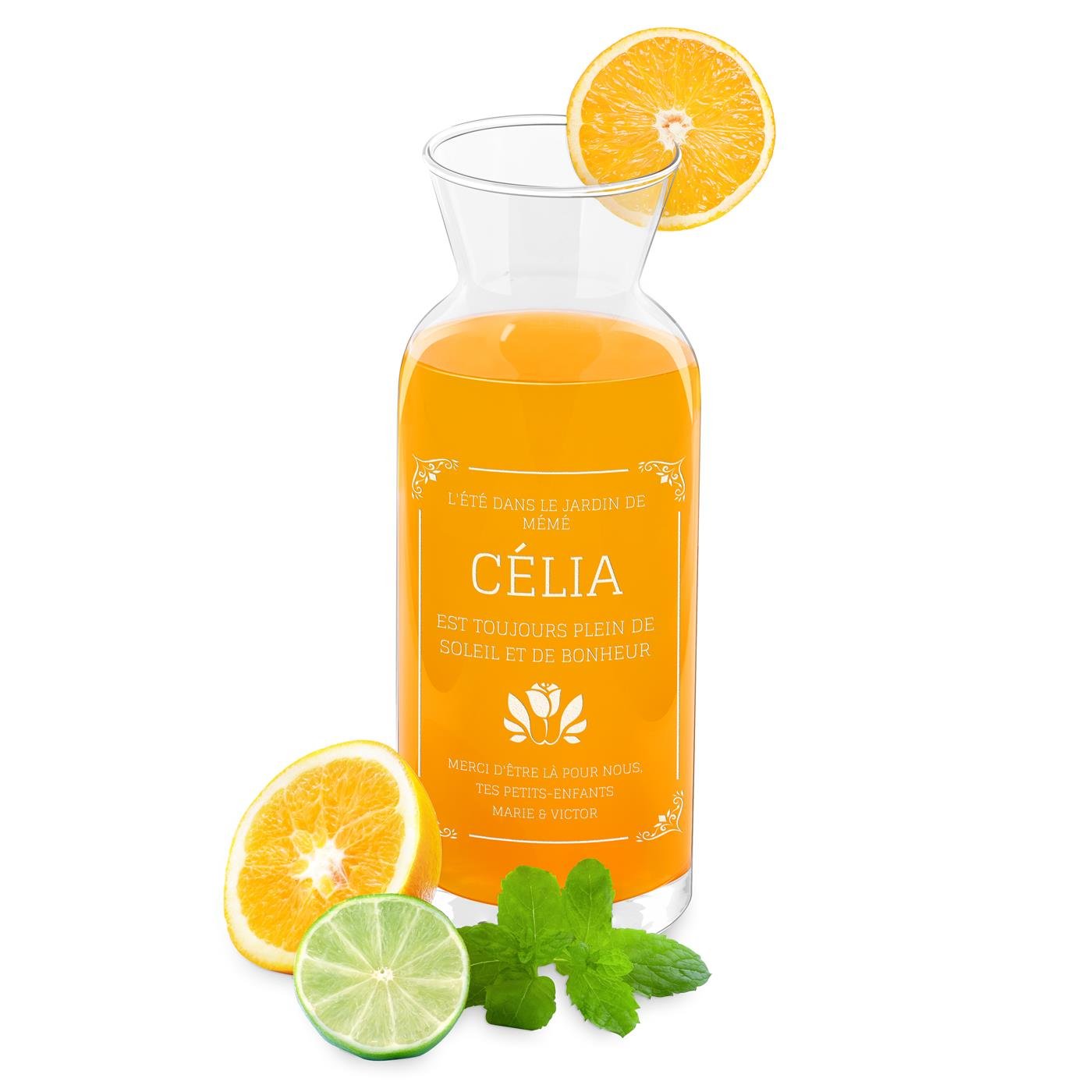 Jarra de agua de vidrio personalizada Murrano para la abuela
