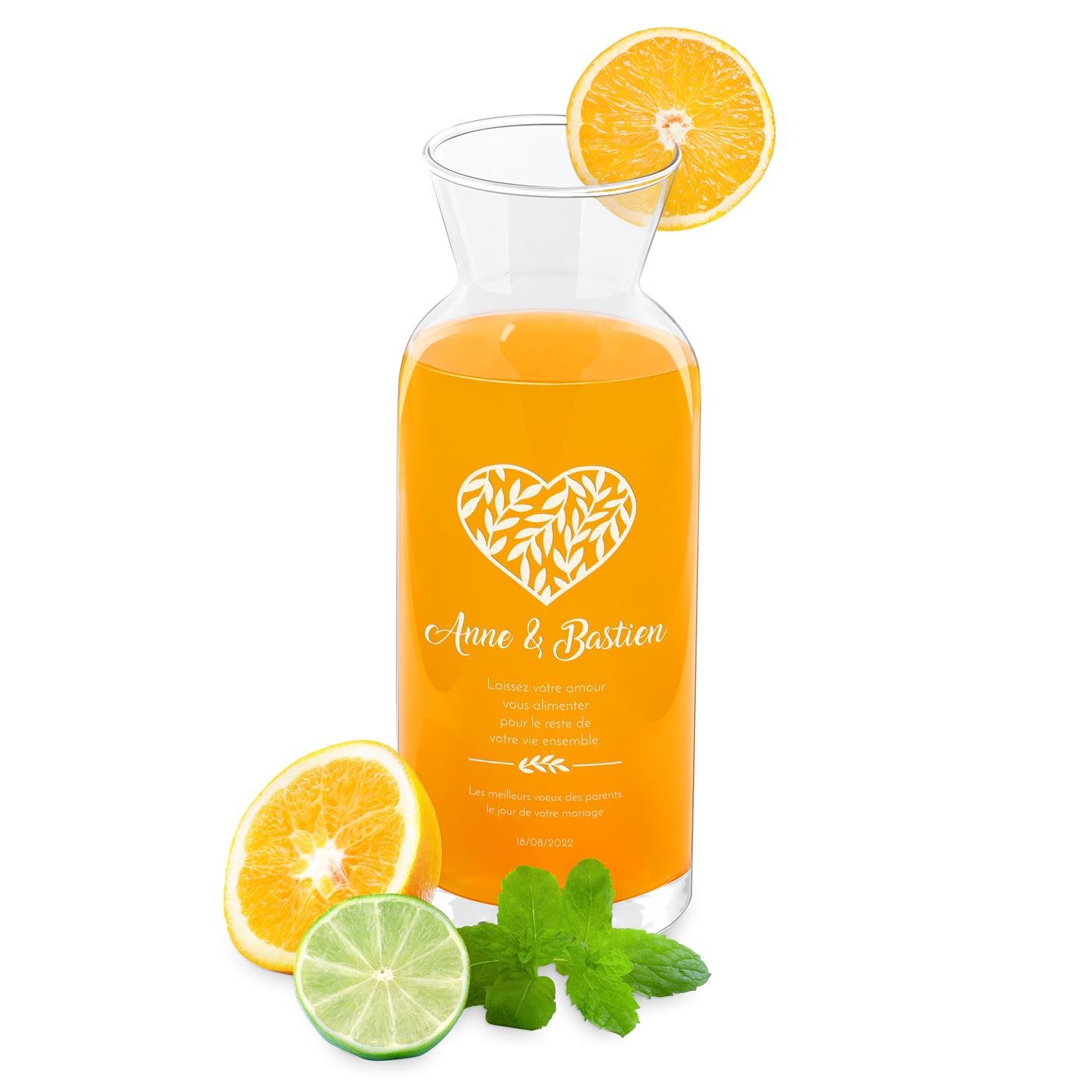 Jugo de agua de vidrio personalizado Murrano para la novia y el novio