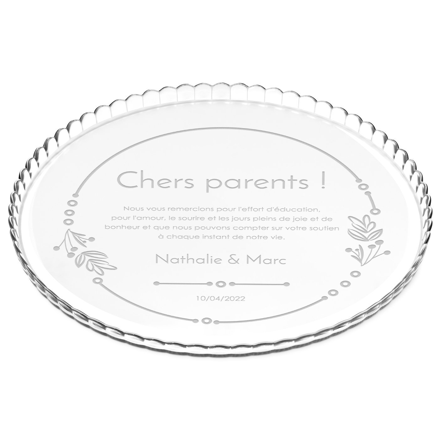 Support de gâteau en verre personnalisé Murrano pour parents - Cadeau de remerciement de mariage