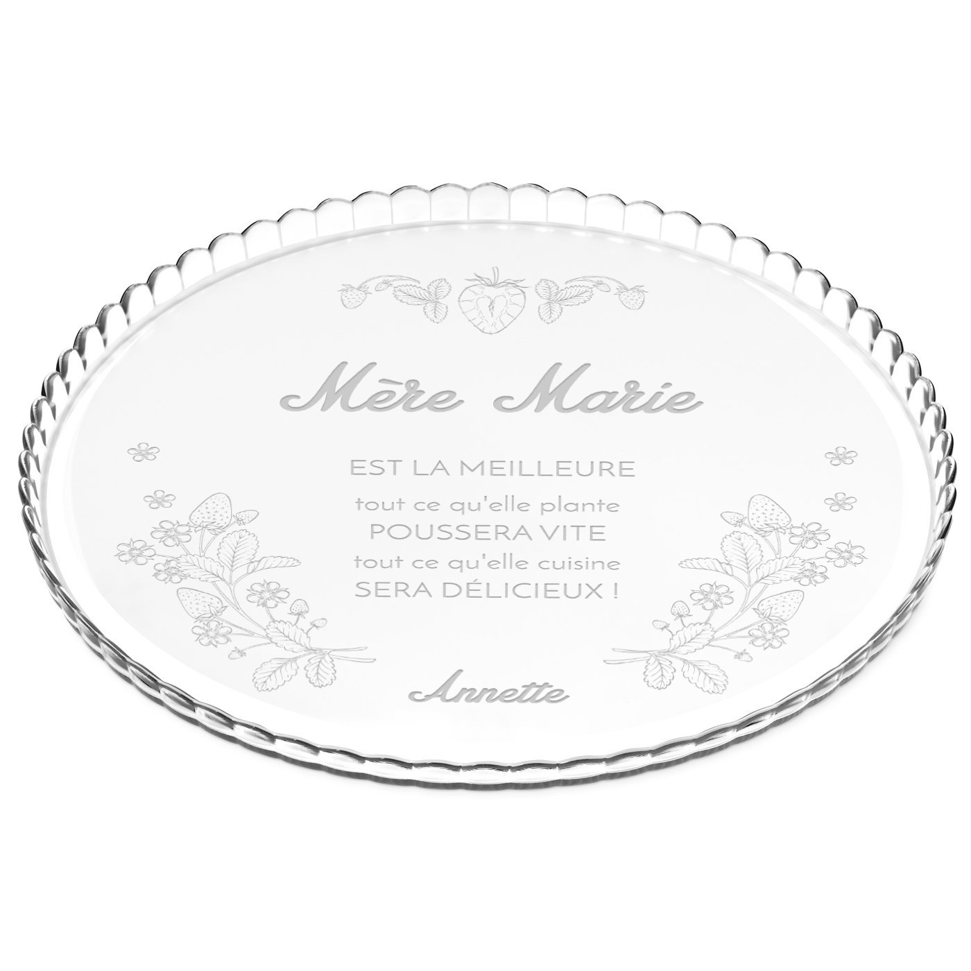 Présentoir à gâteau en verre Murrano avec gravure pour la fête des mères