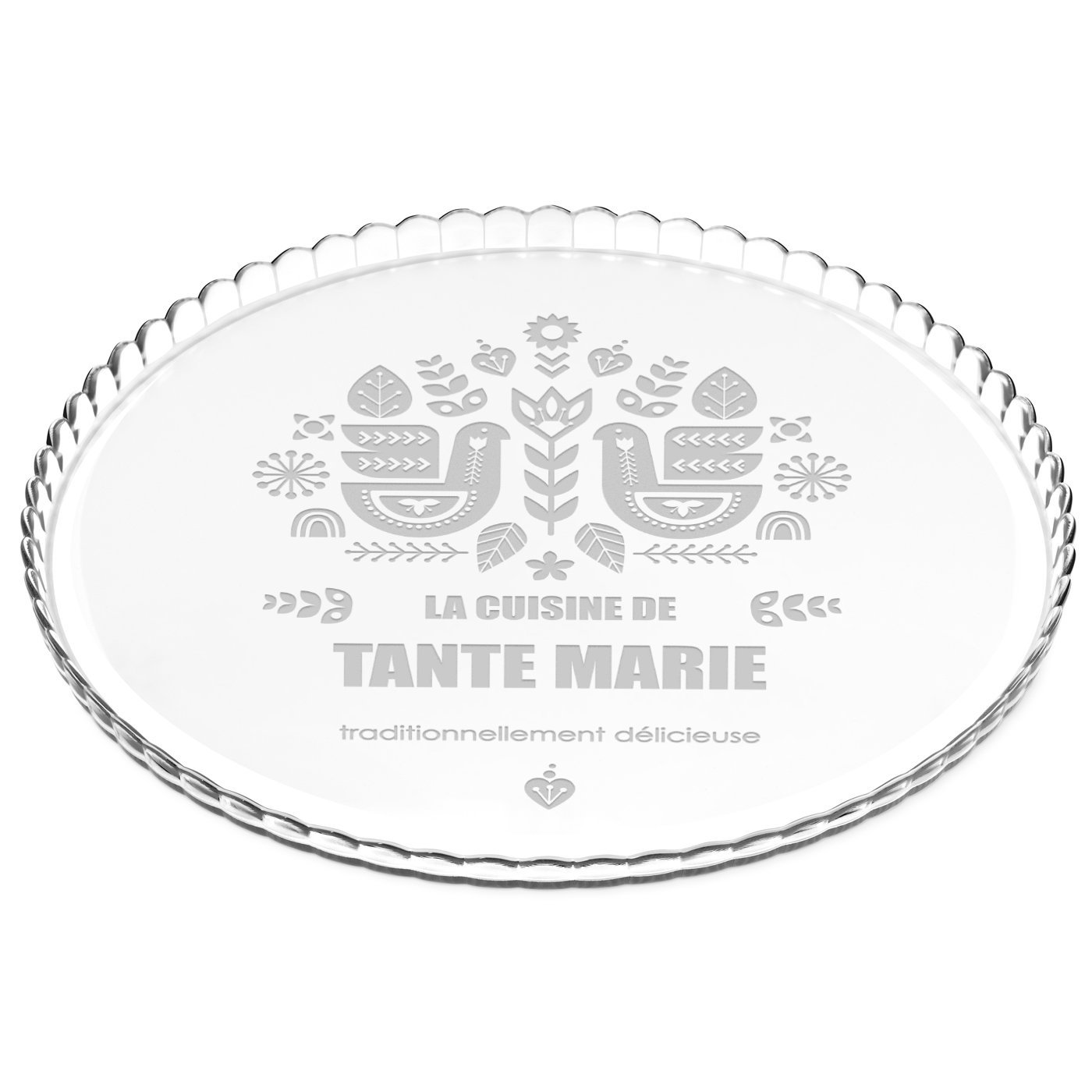 Présentoir à gâteau en verre Murrano avec gravure personnalisée pour l'anniversaire de votre tante